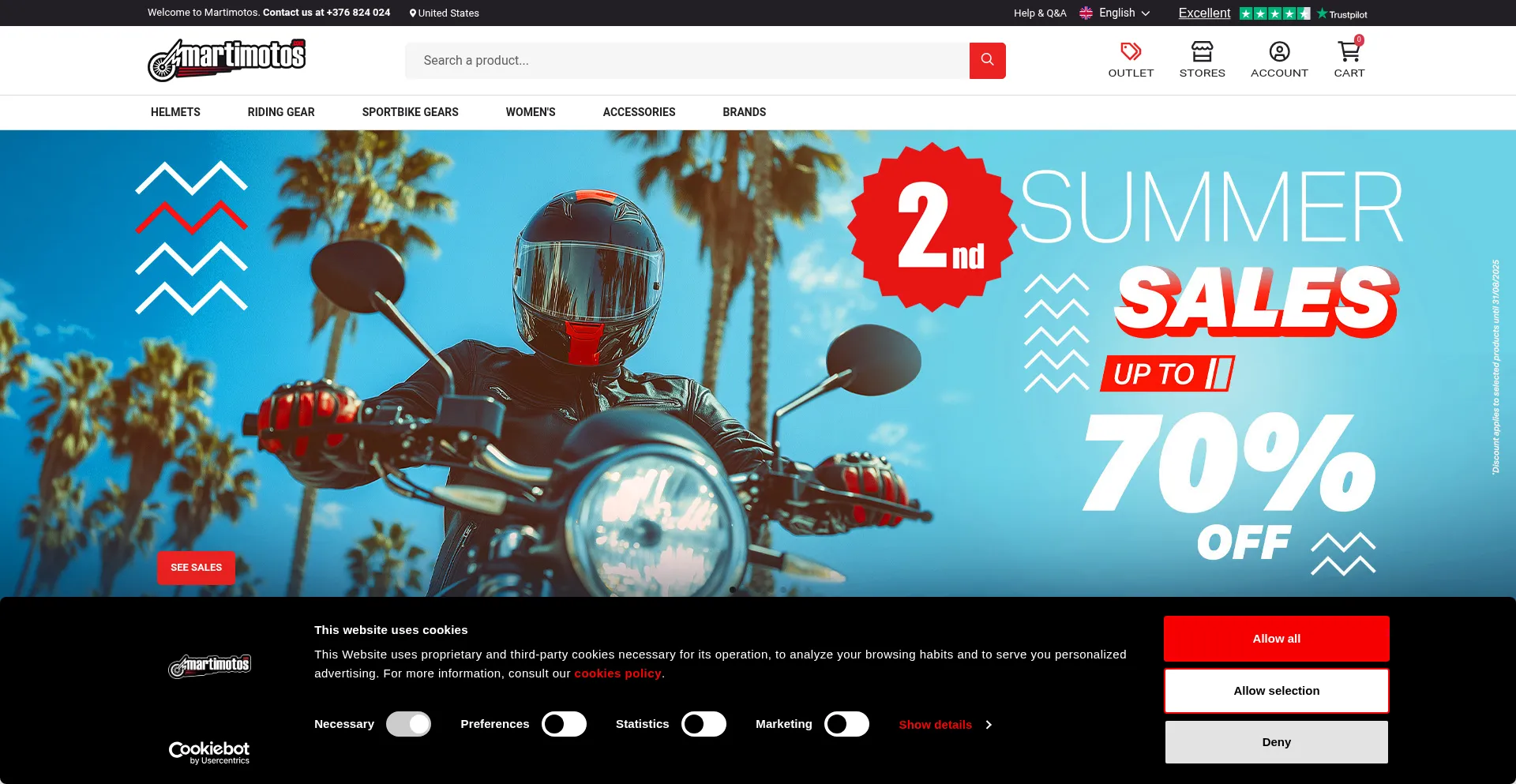 Website screenshot of Martimotos.com