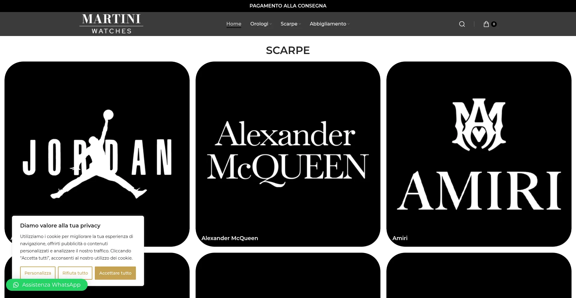 Website screenshot of Martiniwatches.it