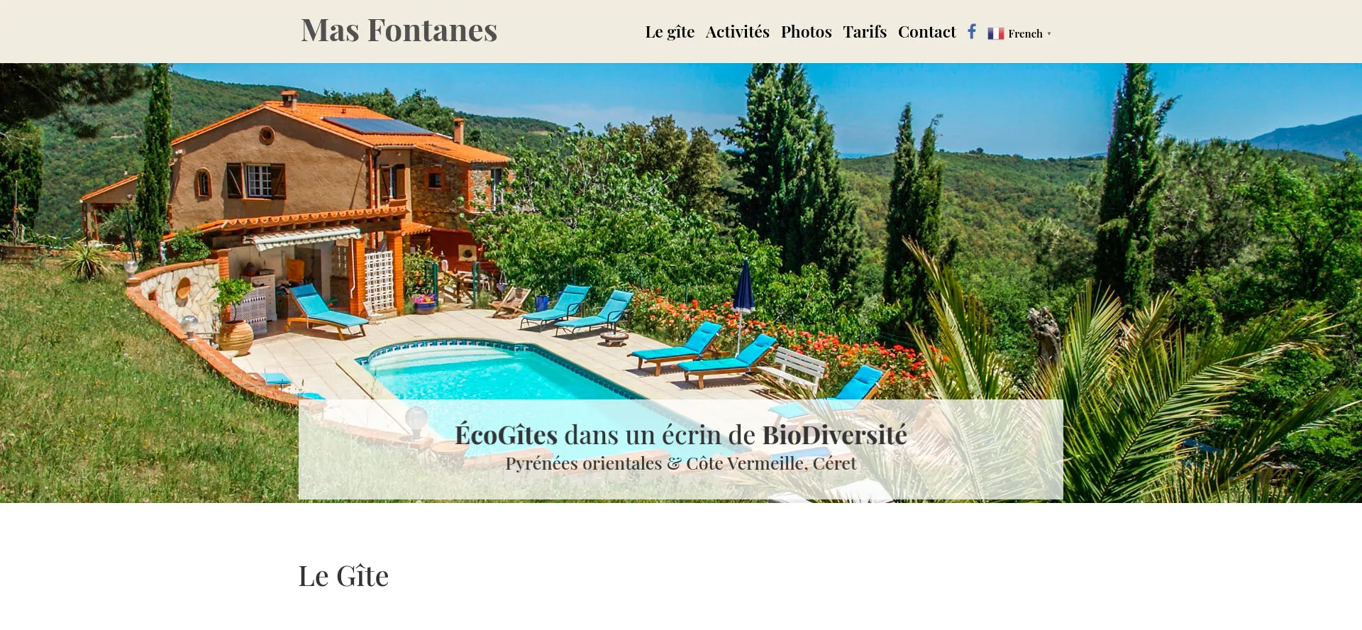 Website screenshot of Masfontanes.fr