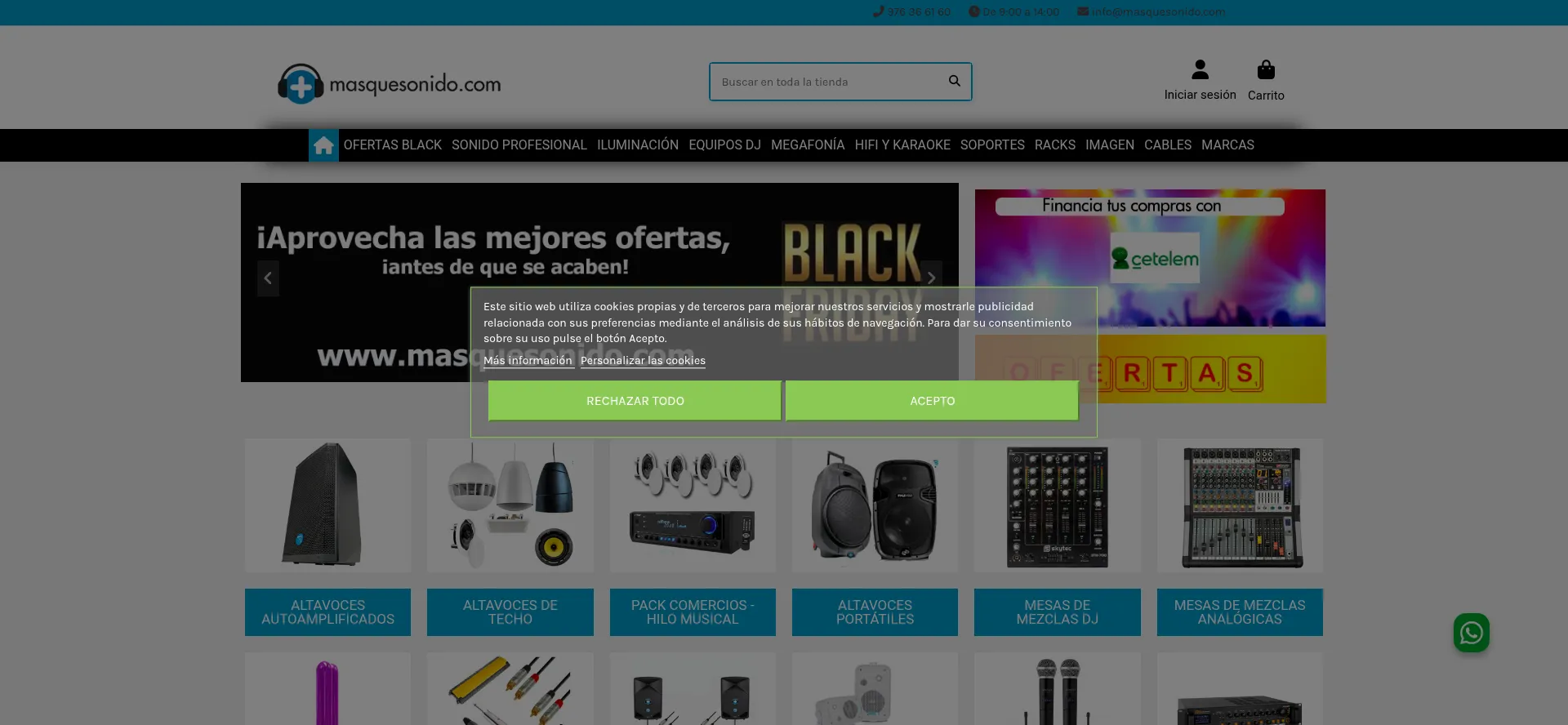 Website screenshot of Masquesonido.com
