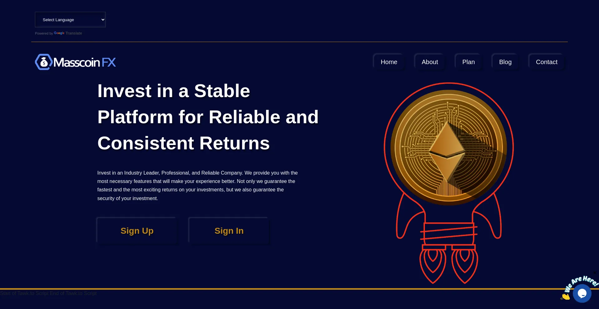 Website screenshot of Masscoinfx.com