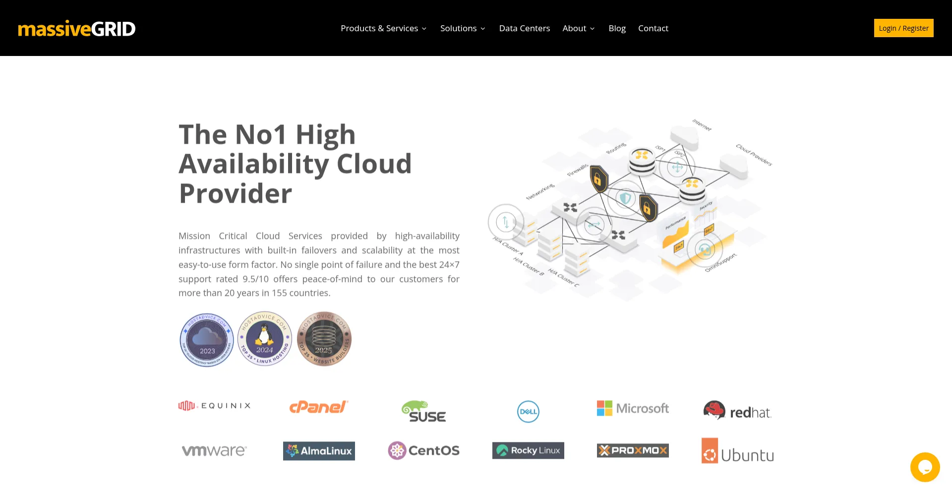 Website screenshot of Massivegrid.com
