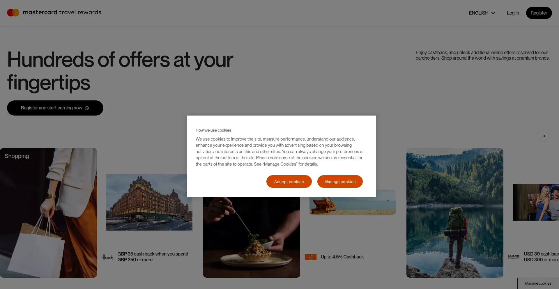 Website screenshot of Mastercardoffers.com