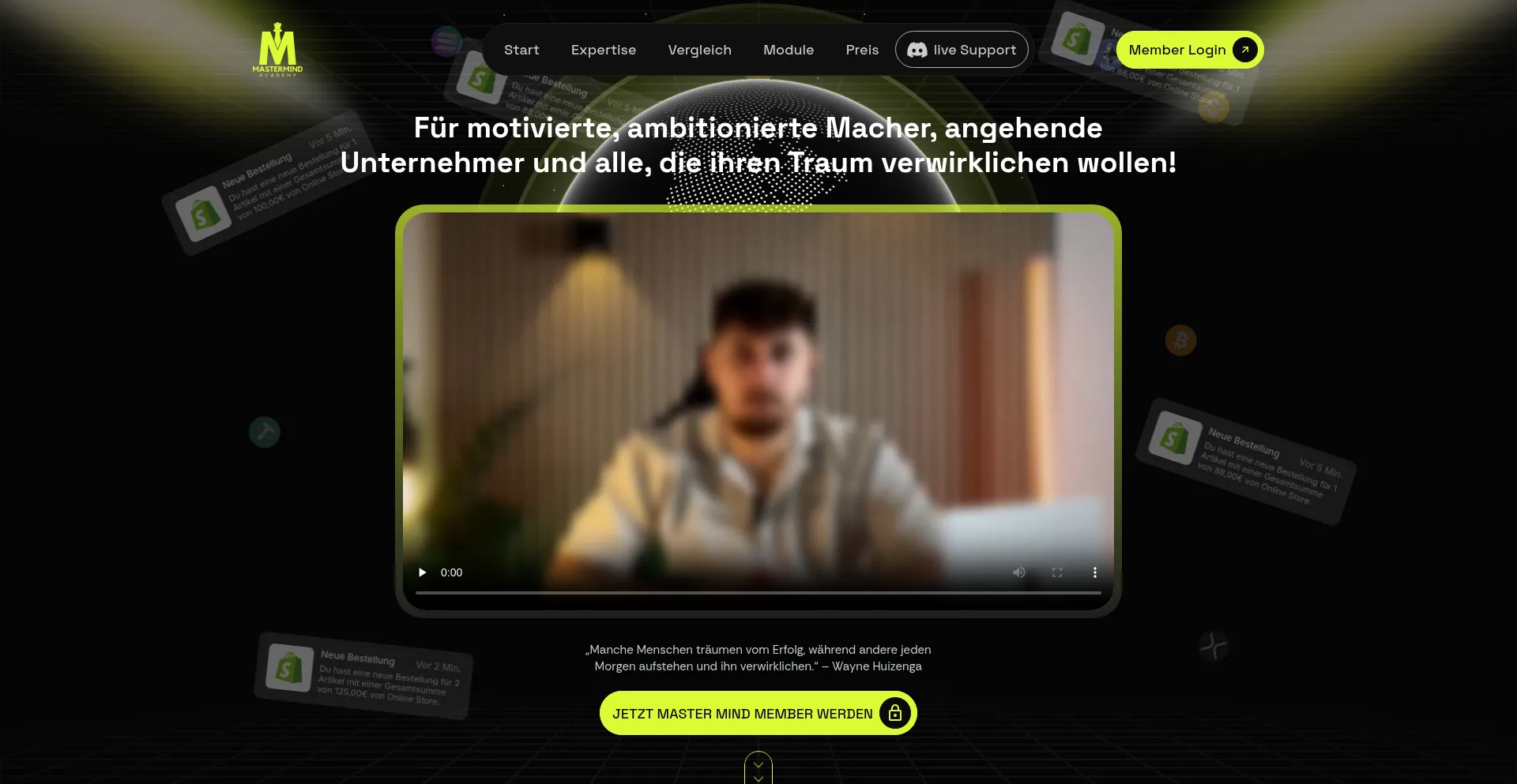 Website screenshot of Mastermind-academy.io