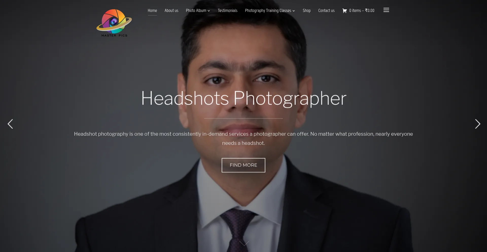Website screenshot of Masterpics.in