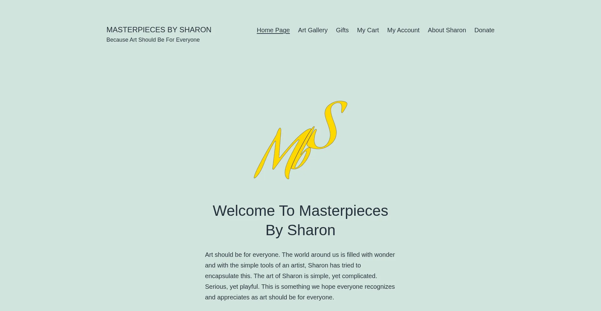 Website screenshot of Masterpiecesbysharon.com