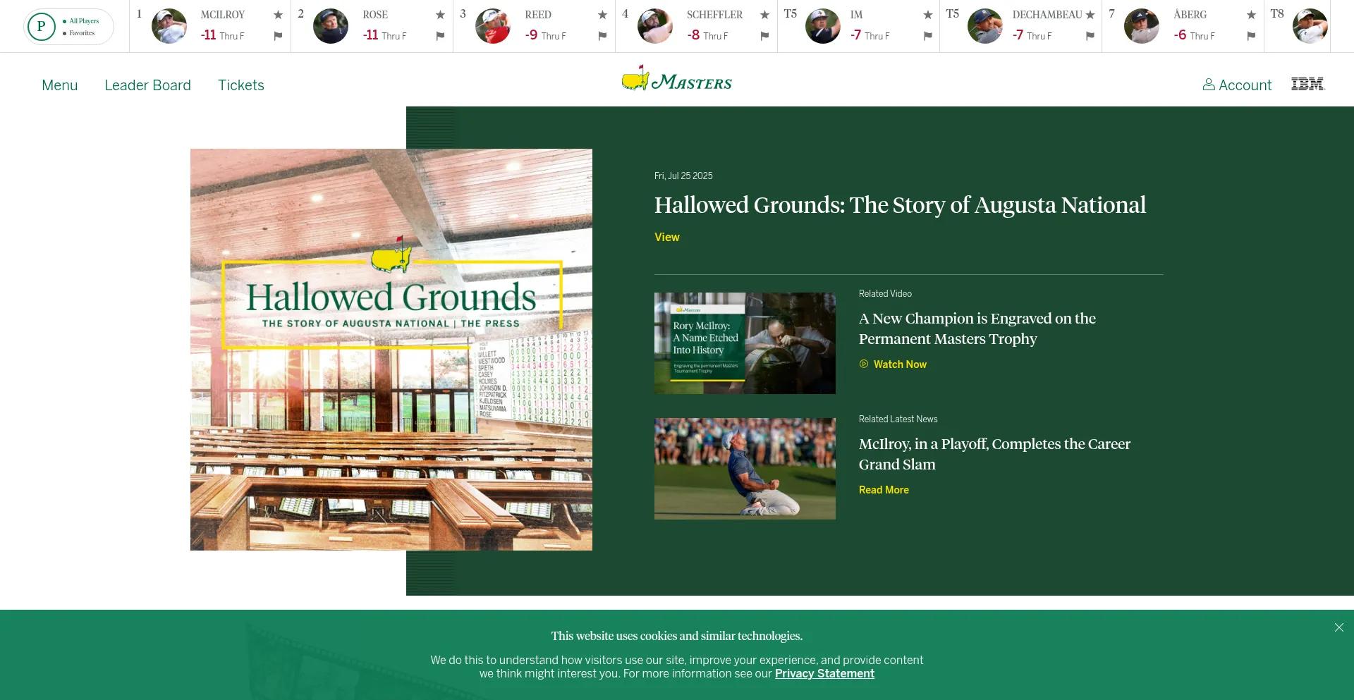 Website screenshot of Masters.com