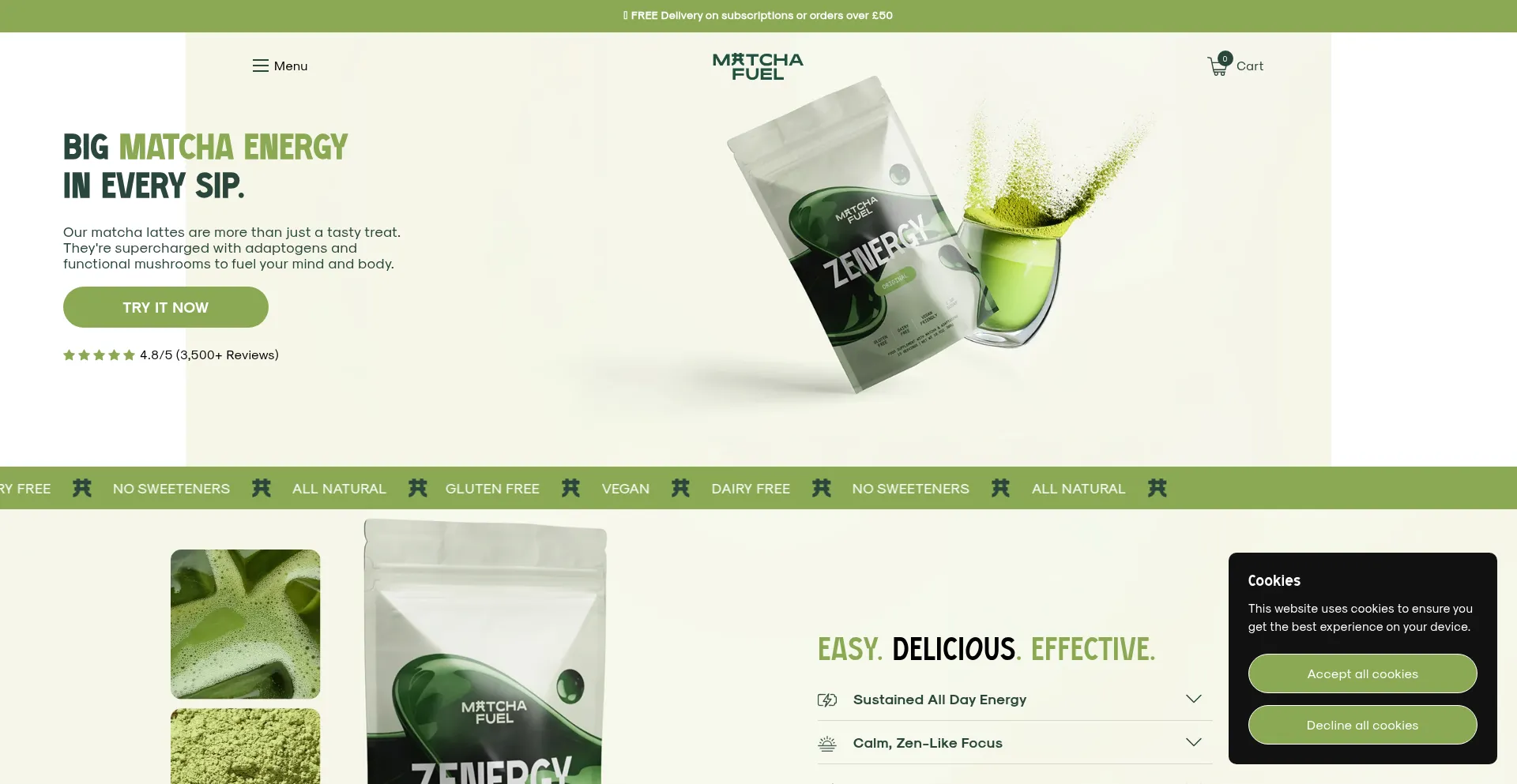 Website screenshot of Matchafuel.com
