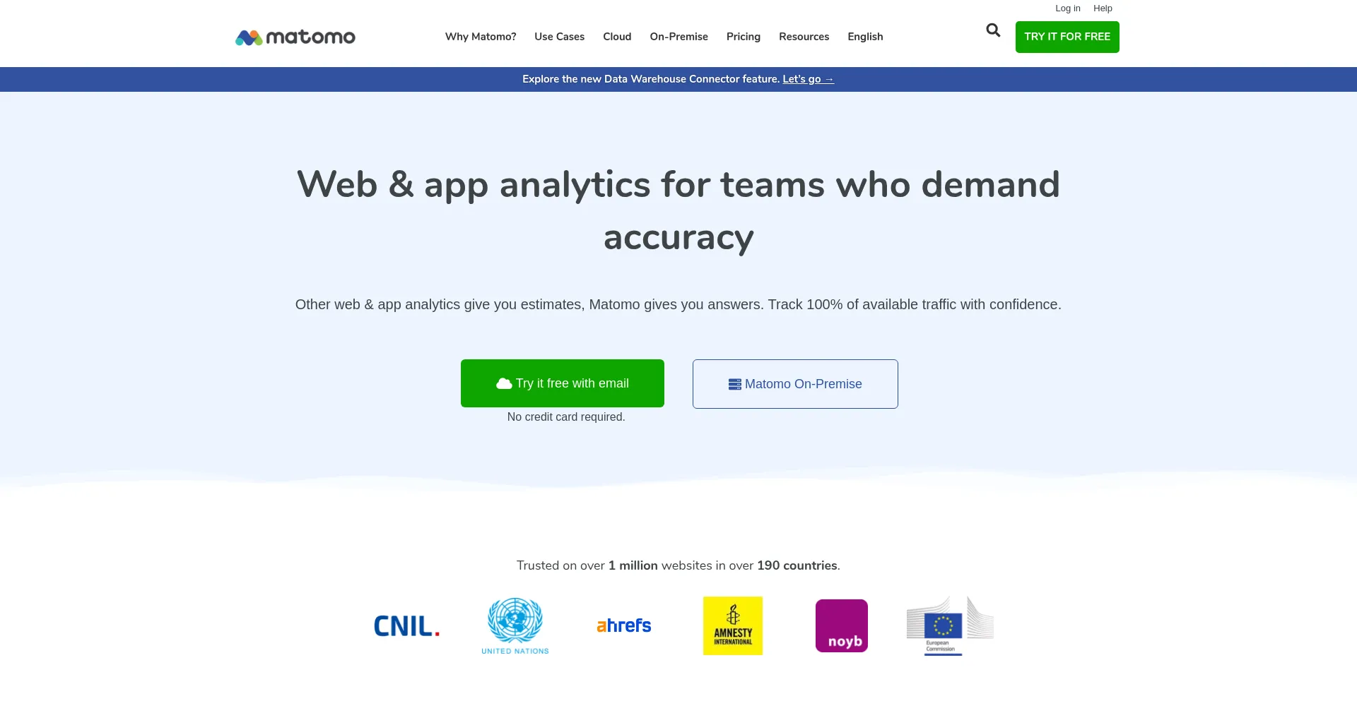 Website screenshot of Matomo.org
