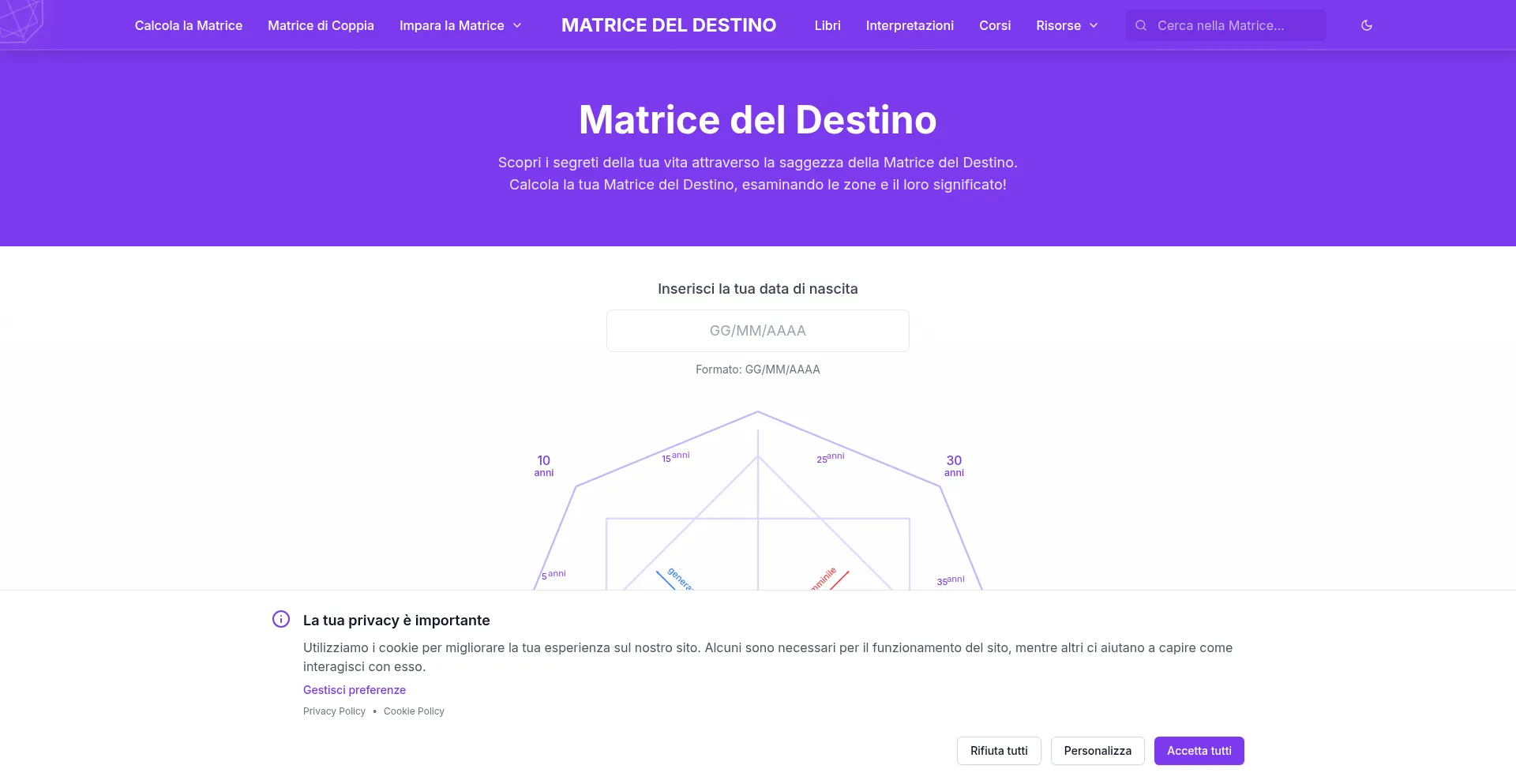 Website screenshot of Matricedeldestino.it