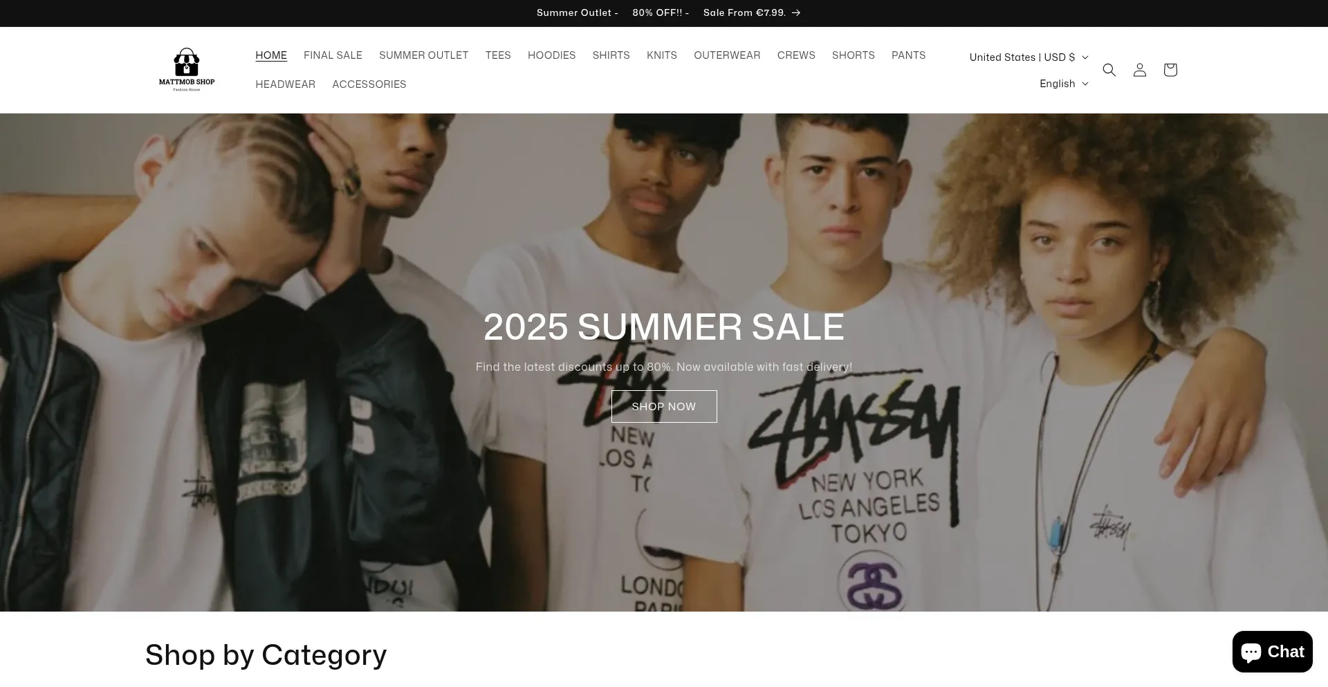Website screenshot of Mattmob.shop