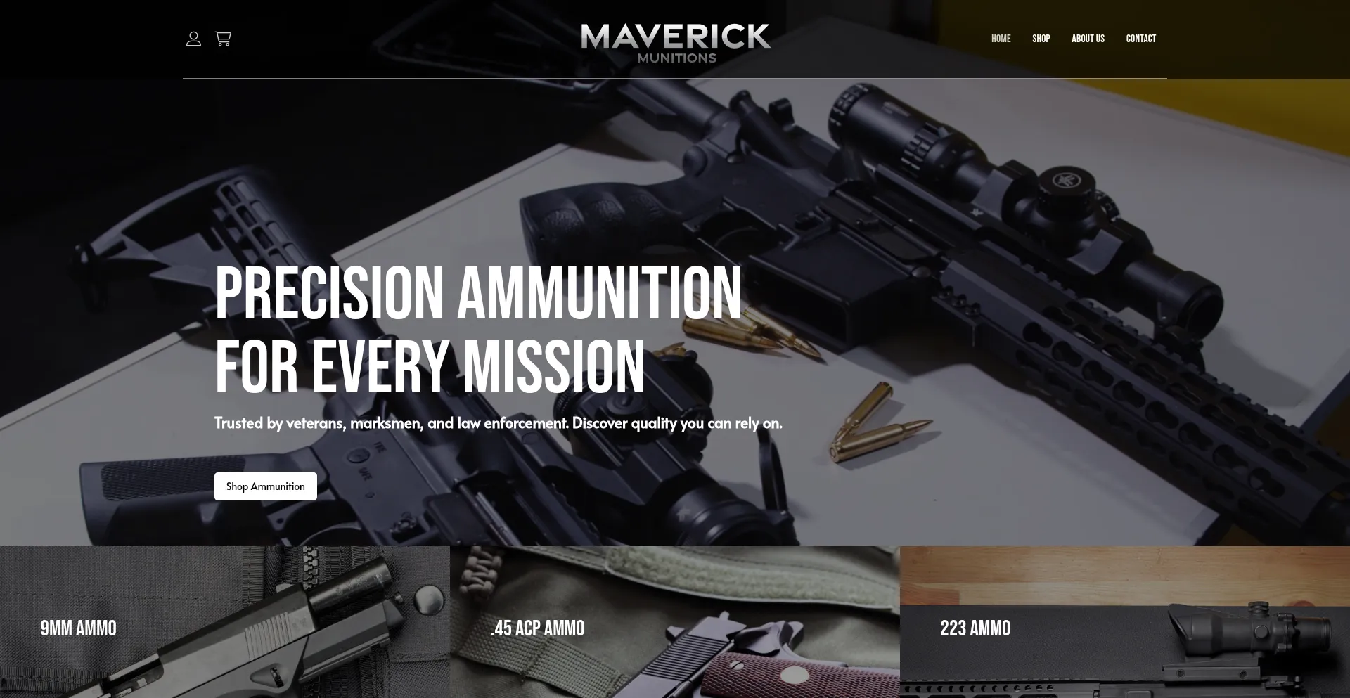 Website screenshot of Maverickmunitions.com