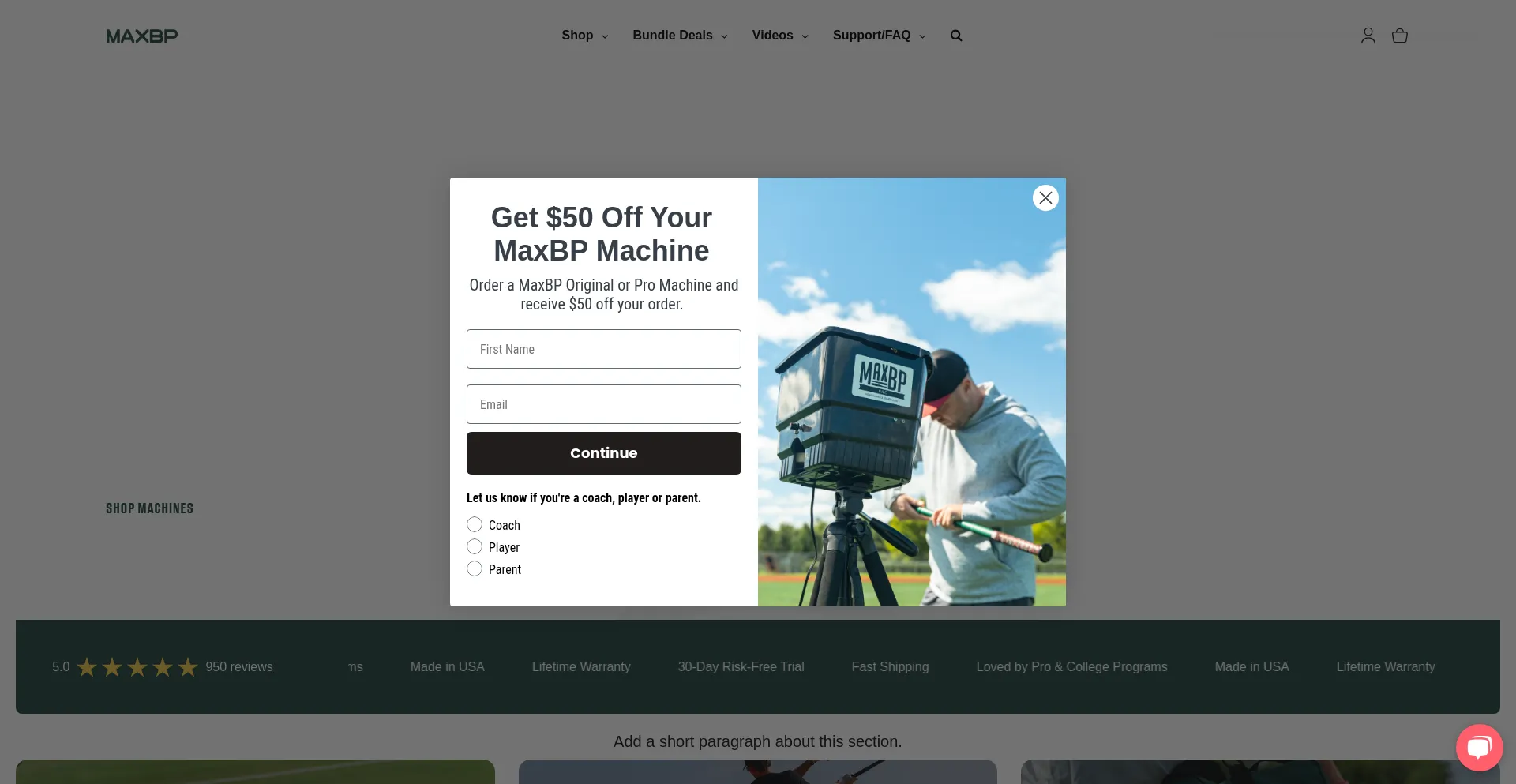Website screenshot of Maxbp.com