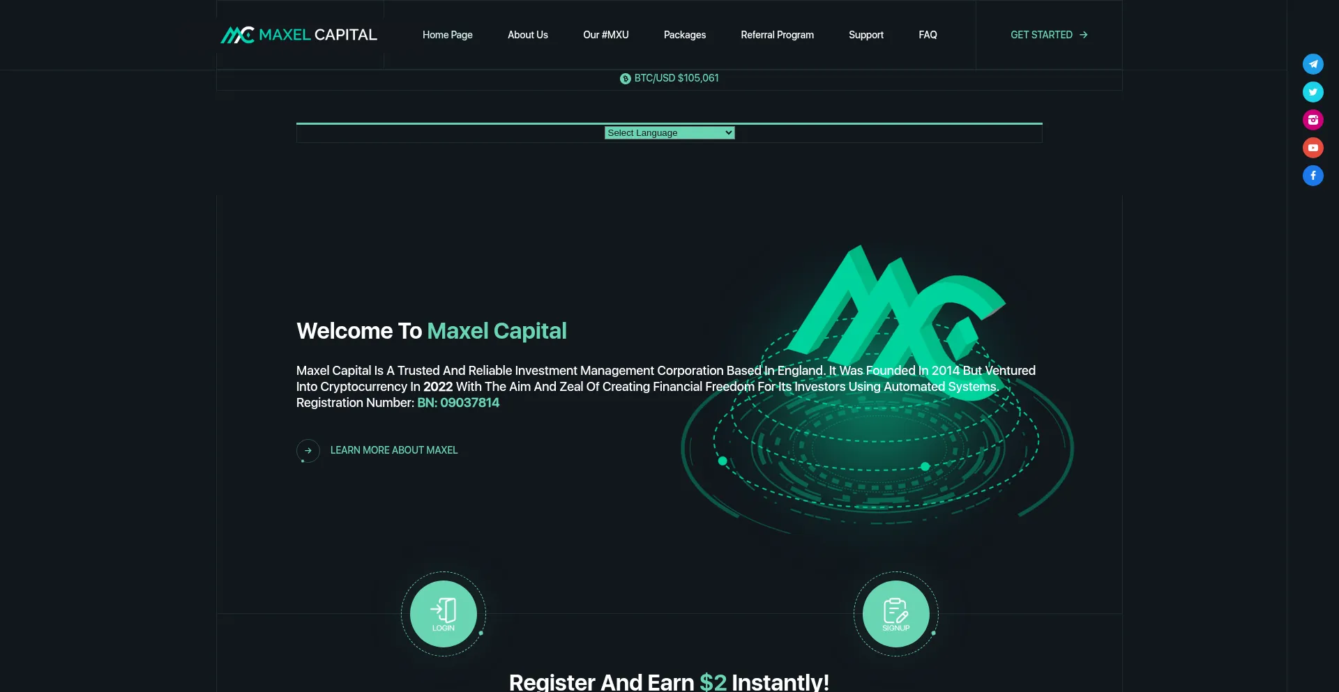 Website screenshot of Maxelcapital.com