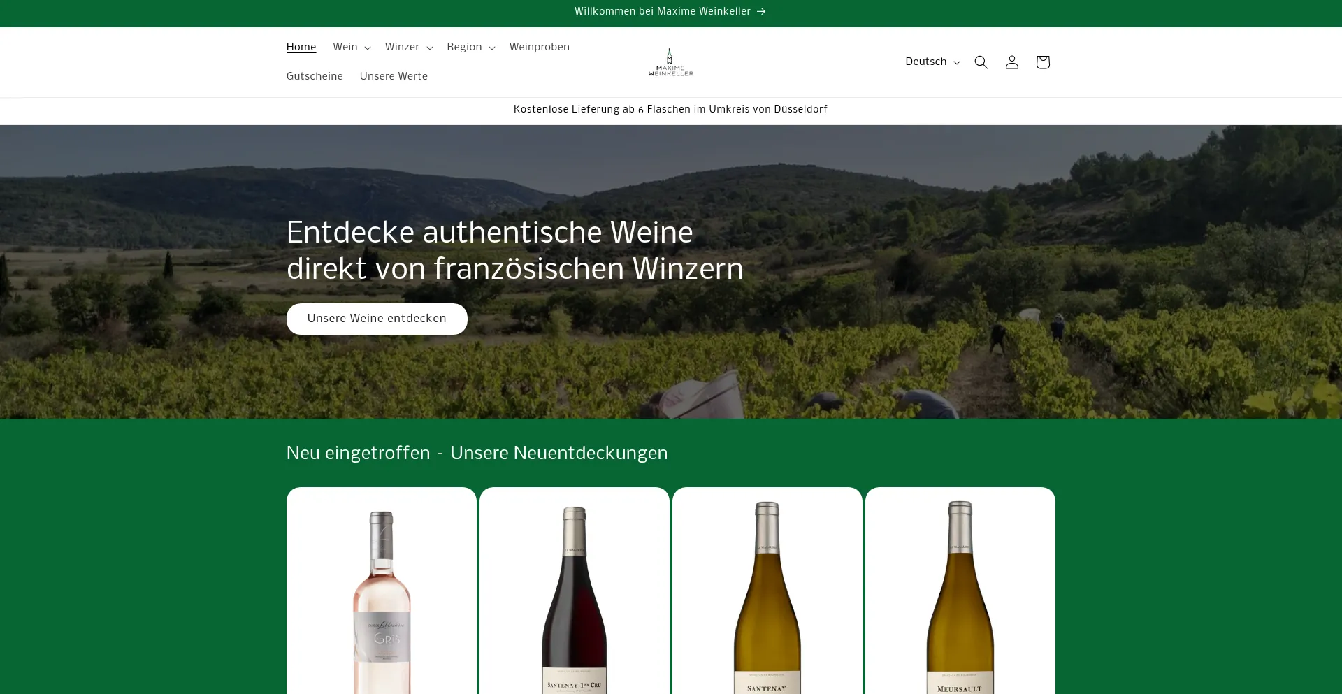 Website screenshot of Maximeweinkeller.com