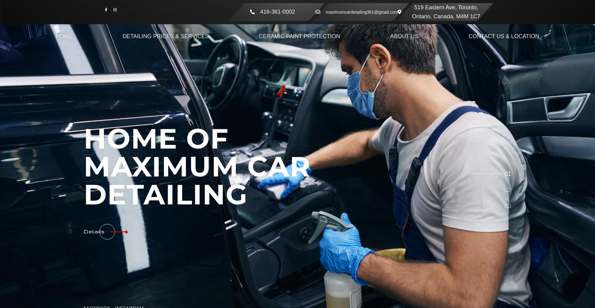 Website screenshot of Maximumcardetailing.ca