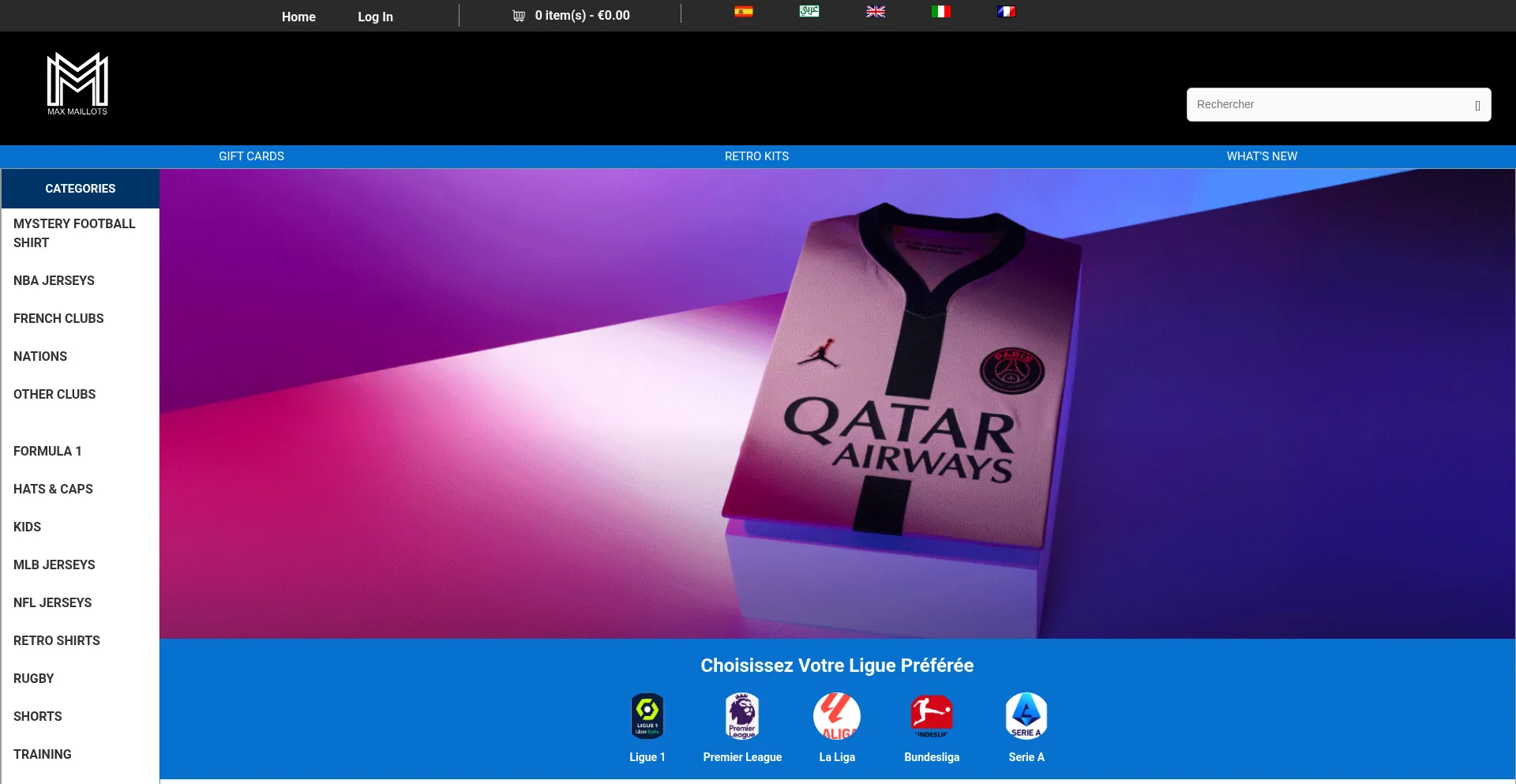 Website screenshot of Maxmaillots.org