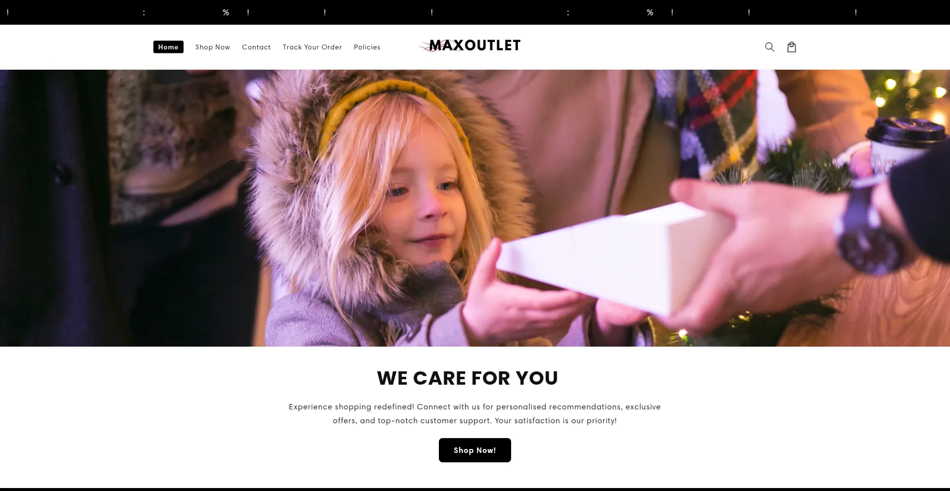 Website screenshot of Maxoutletstore.com