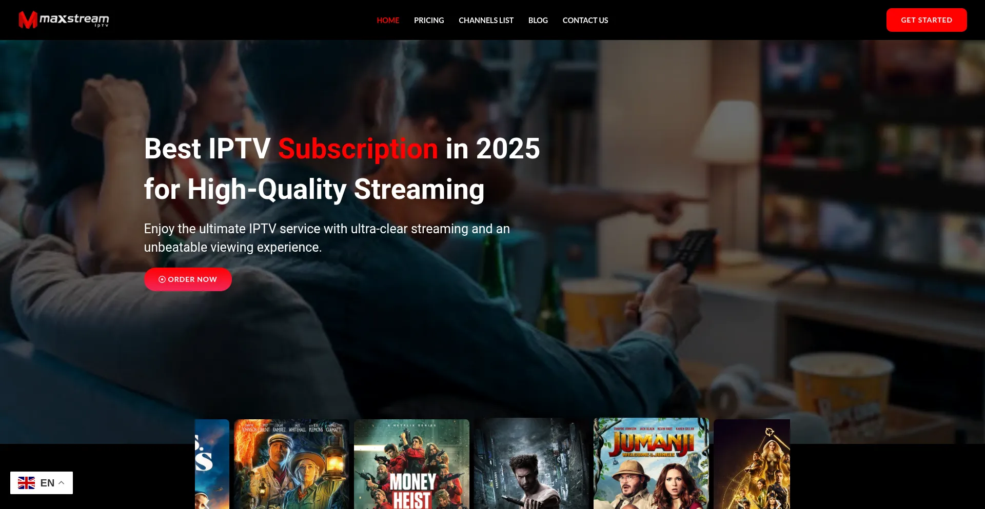 Website screenshot of Maxstreamiptv.com