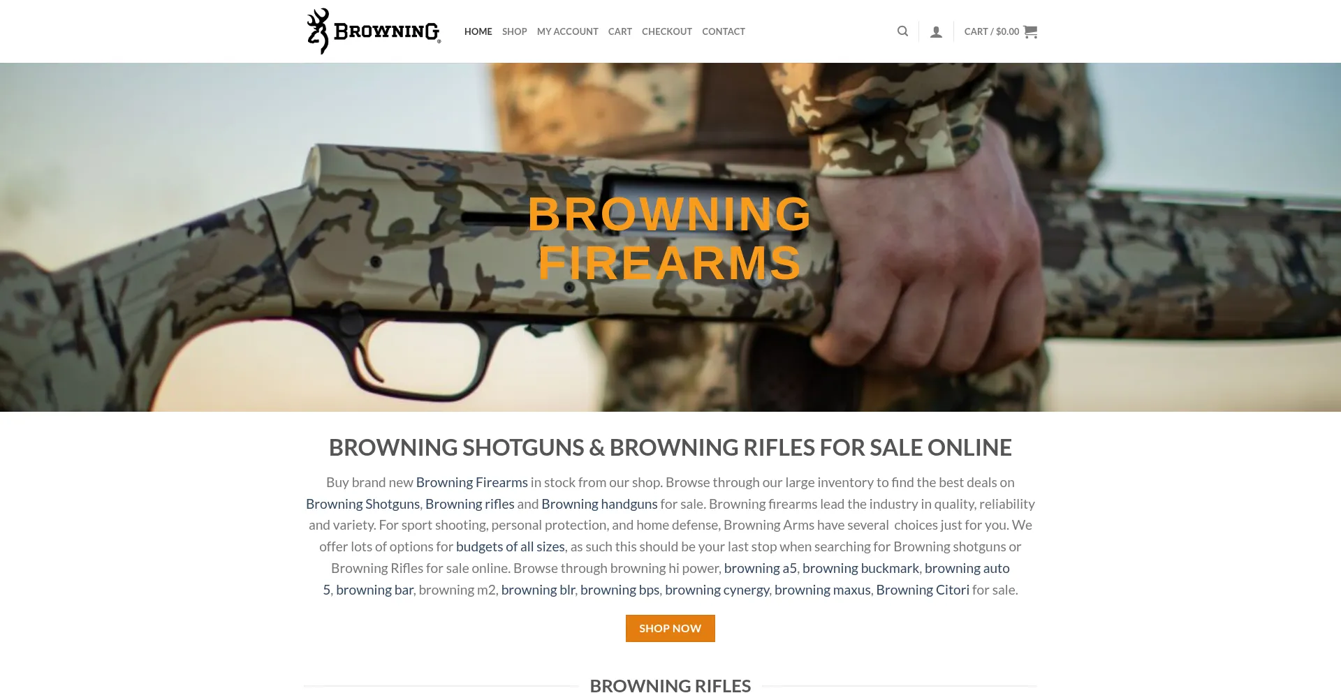 Website screenshot of Maxusfirearms.com