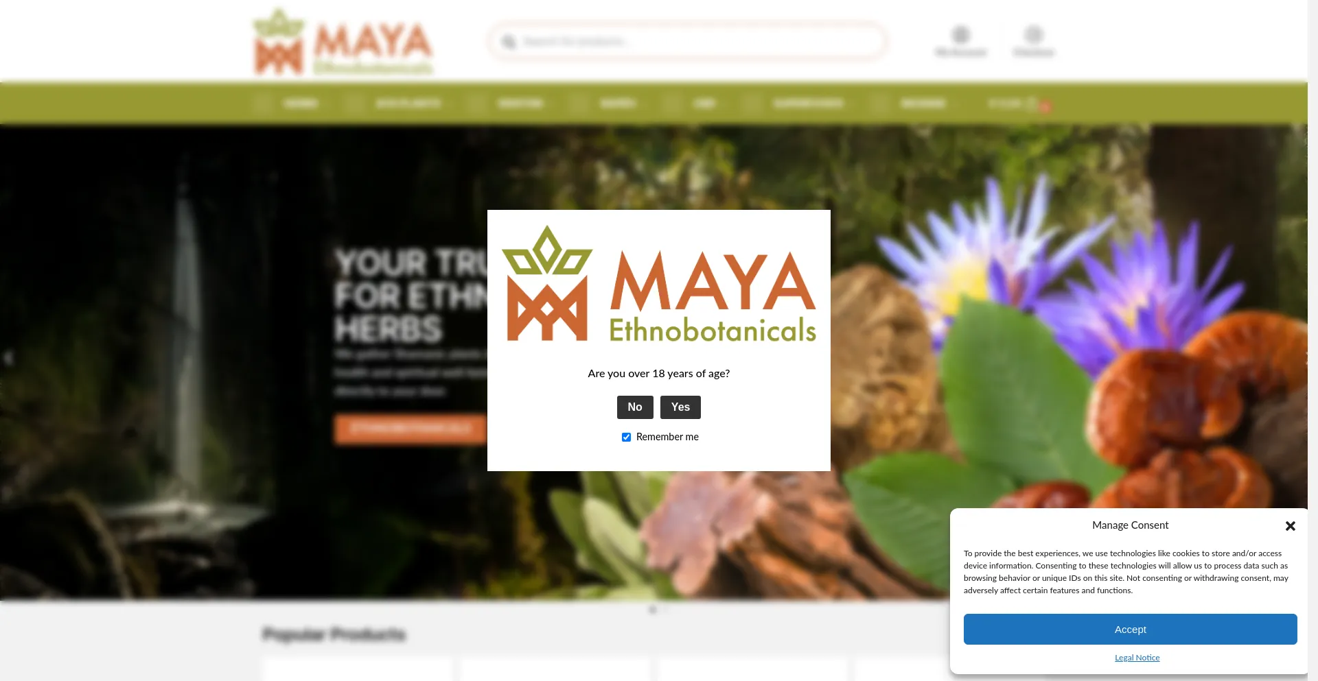 Website screenshot of Mayaherbs.com