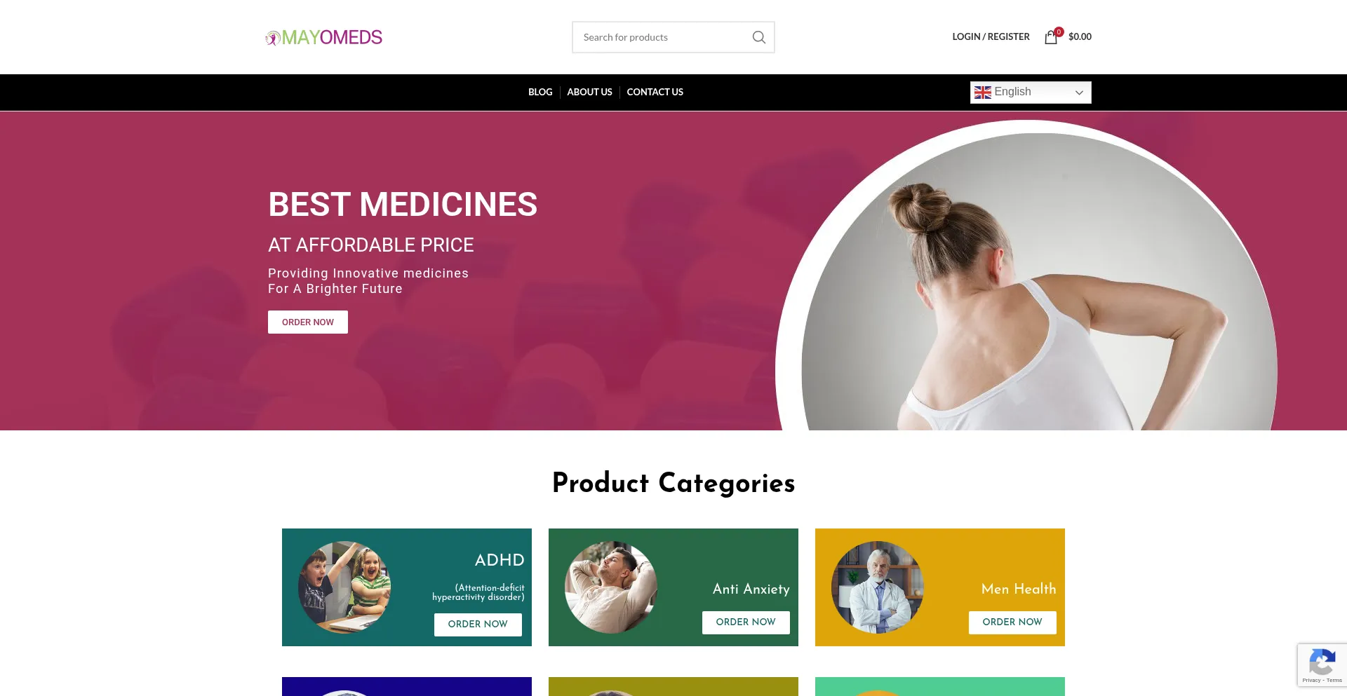 Website screenshot of Mayomeds.com
