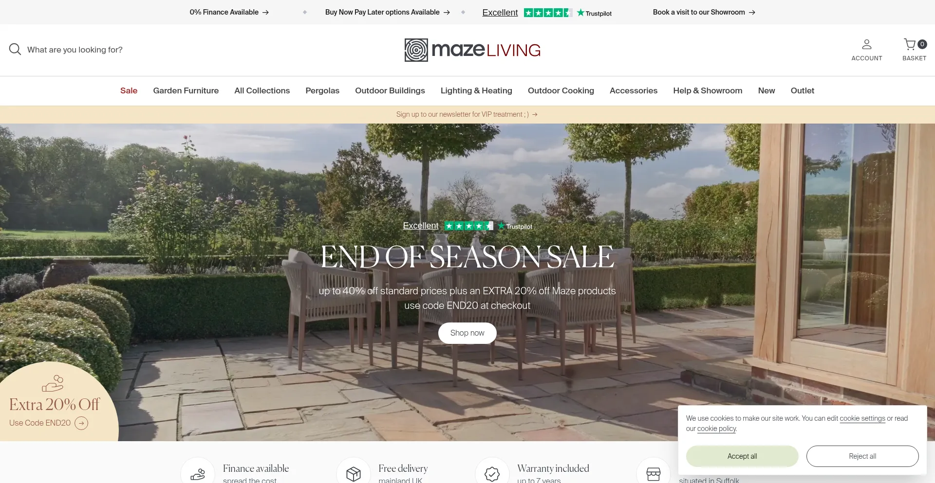 Website screenshot of Mazeliving.co.uk