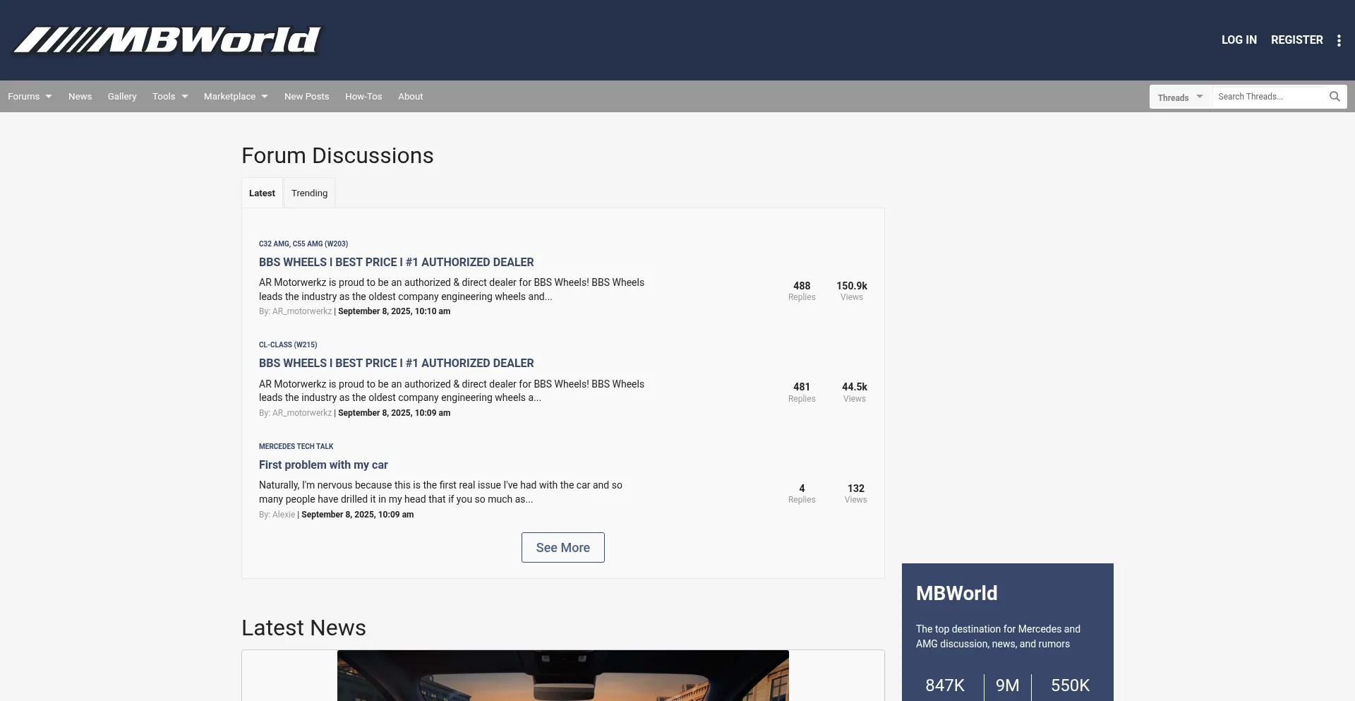 Website screenshot of Mbworld.org