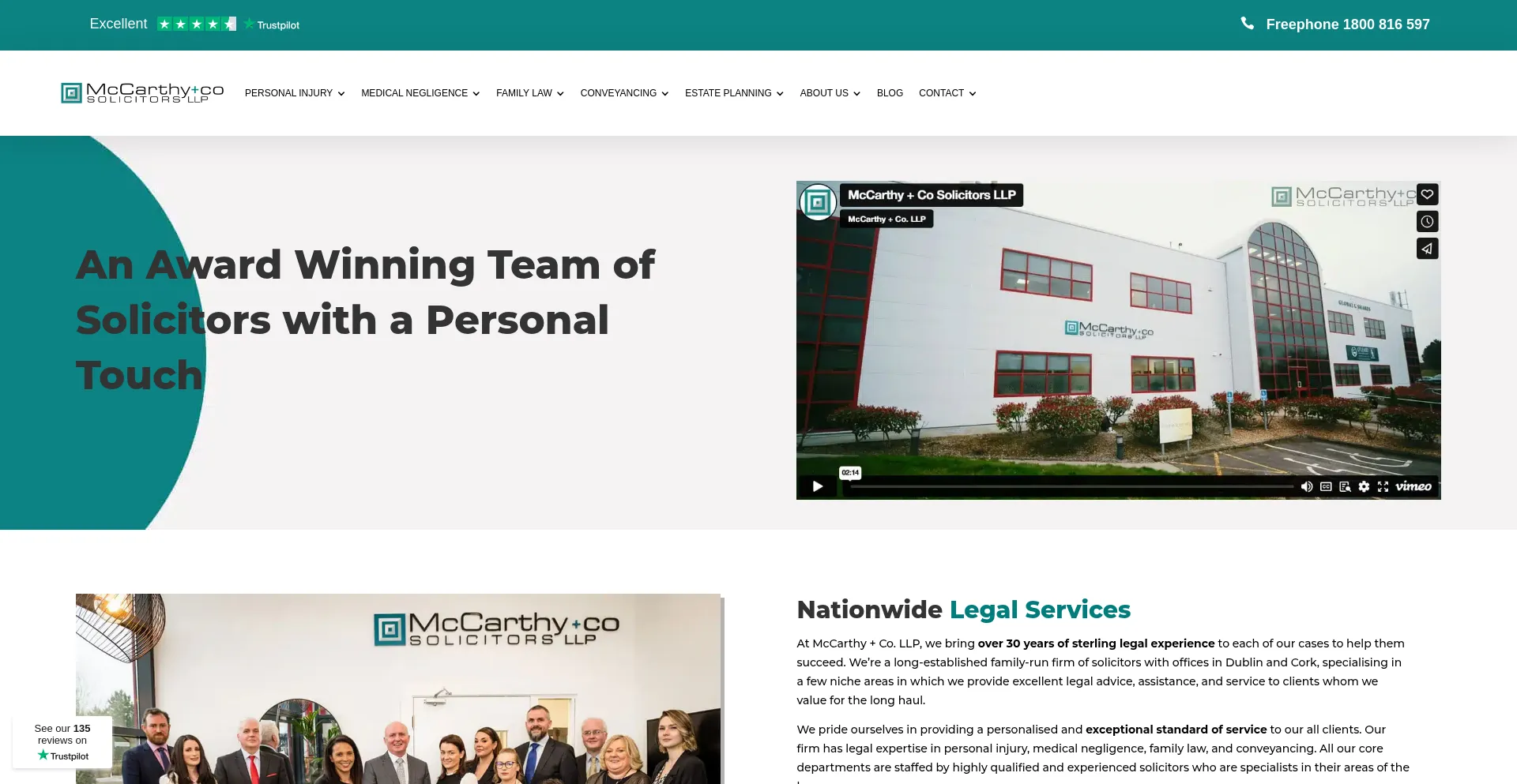 Website screenshot of Mccarthy.ie