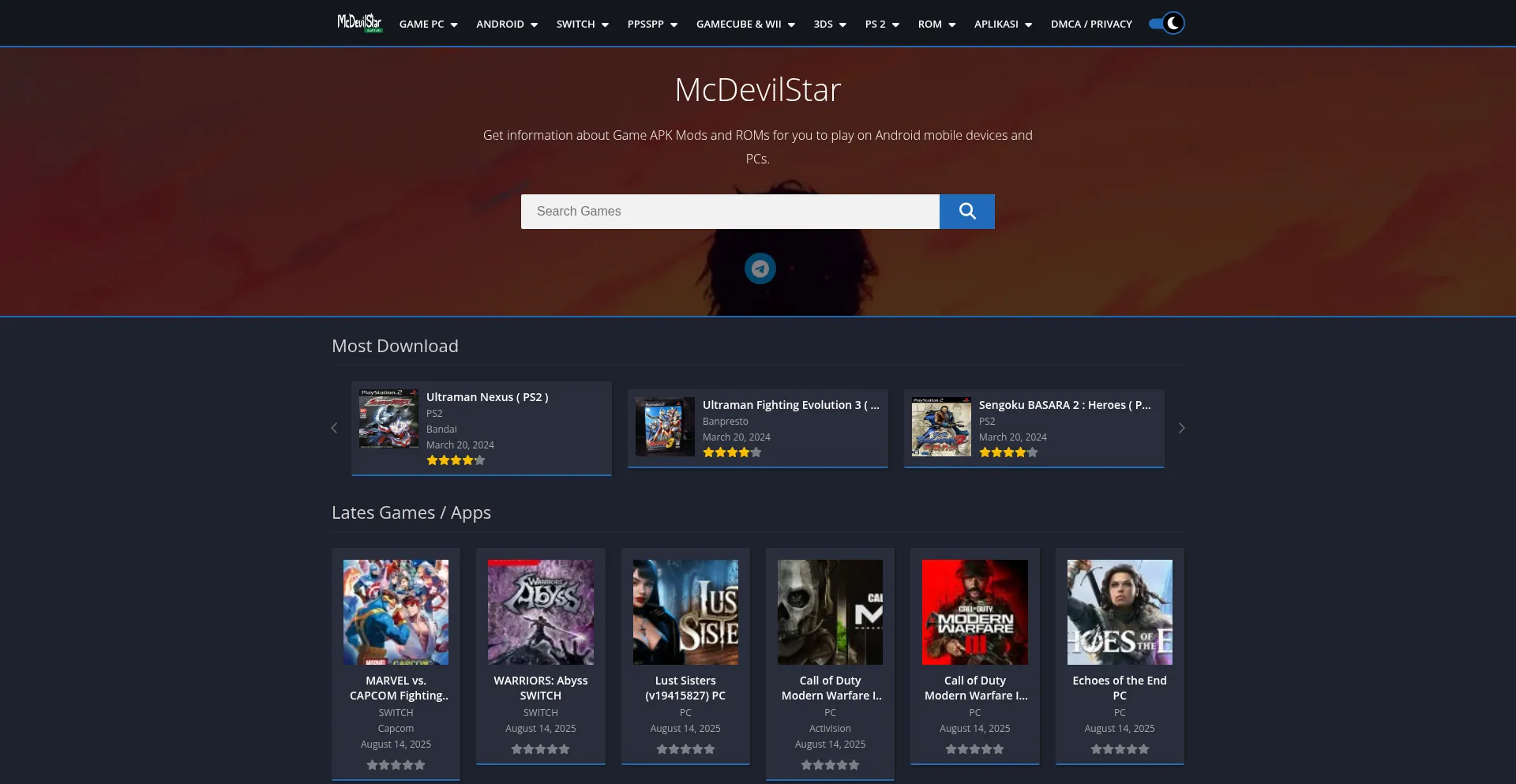Website screenshot of Mcdevilstar.com