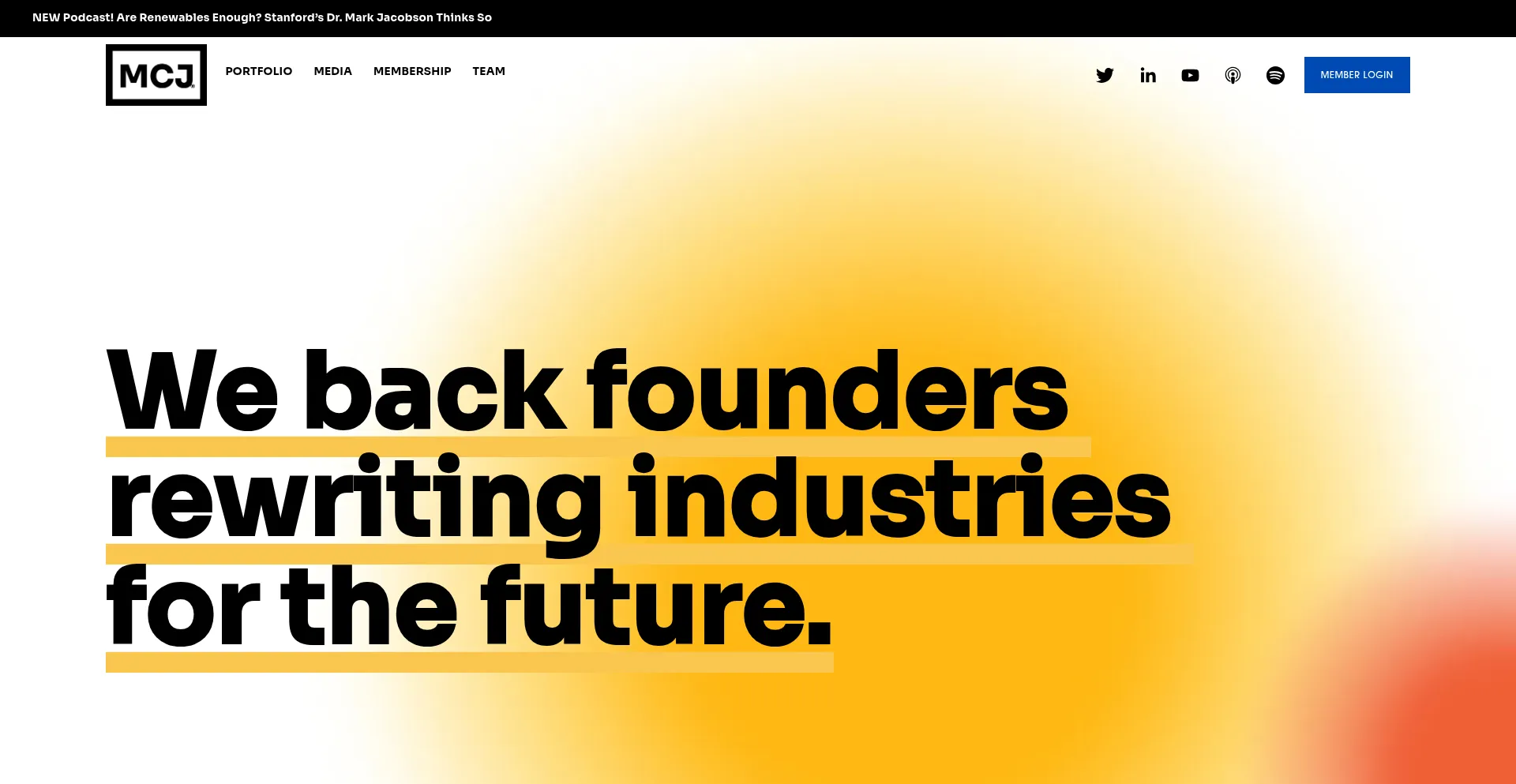 Website screenshot of Mcj.vc