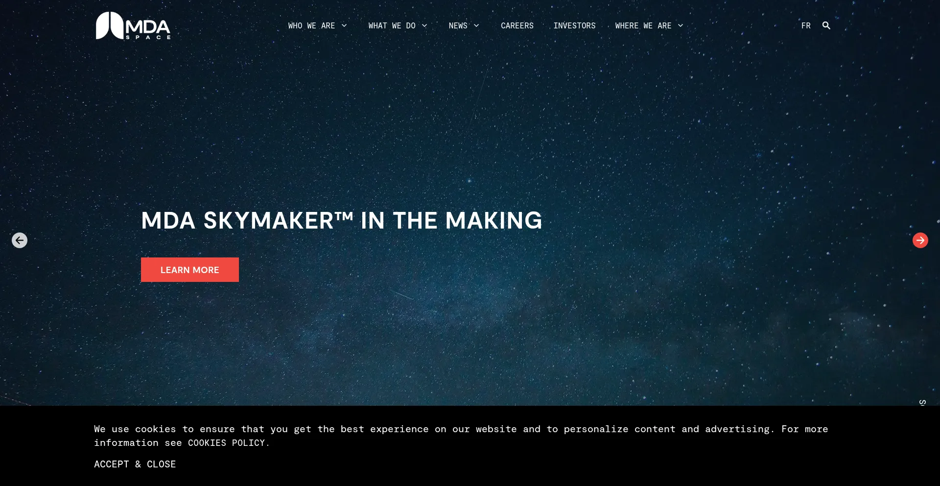 Website screenshot of Mda.space
