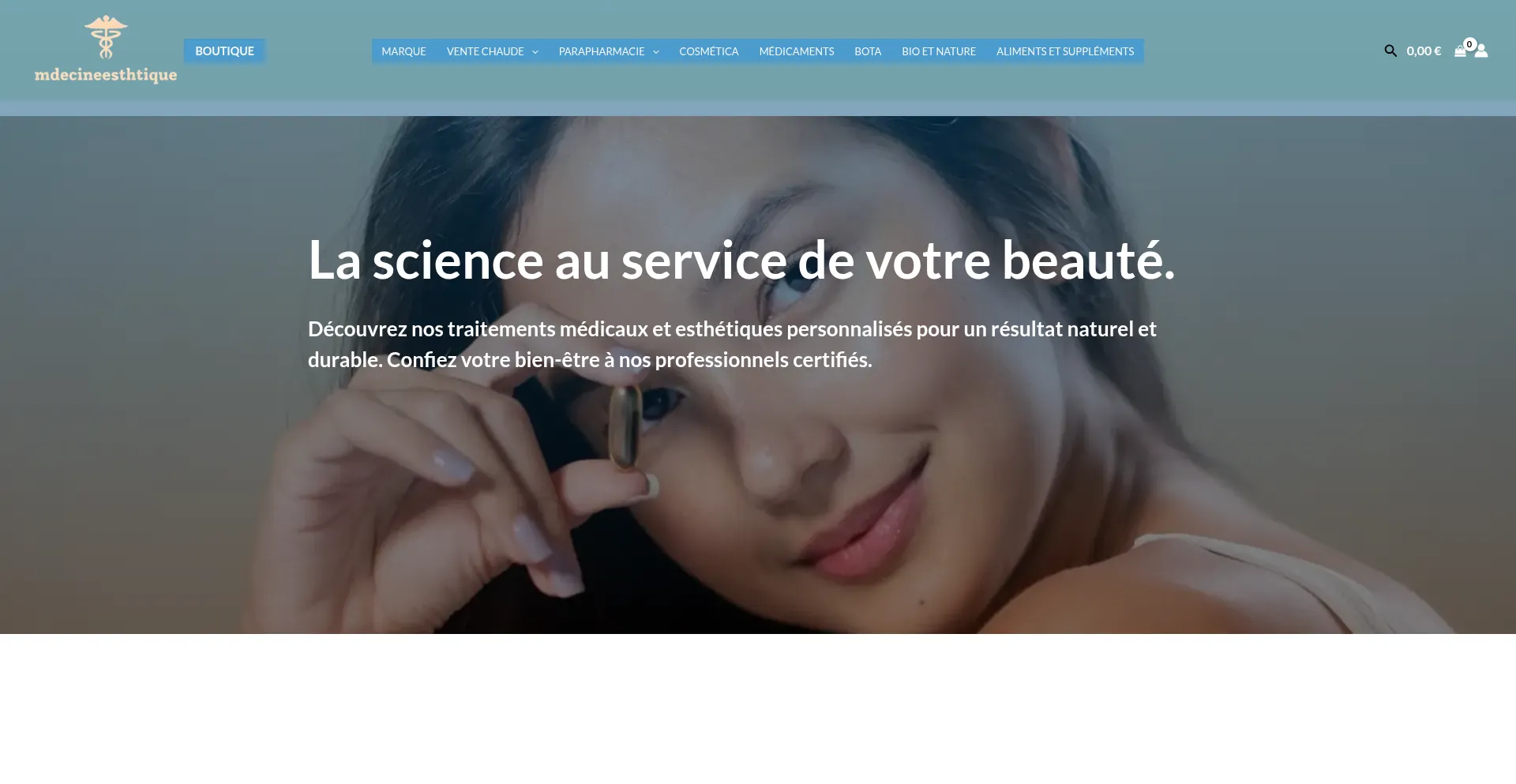 Website screenshot of Mdecineesthtique.com