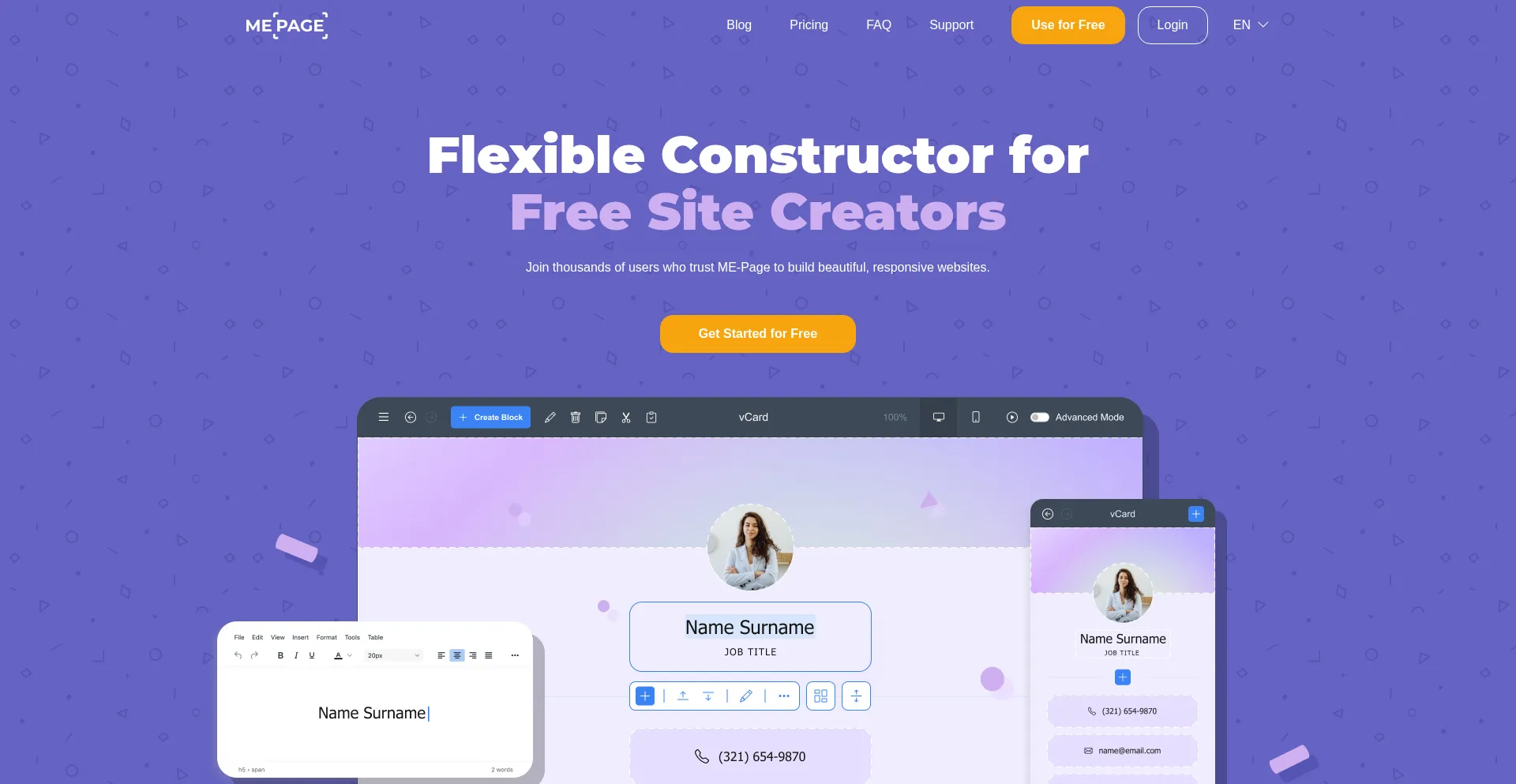 Website screenshot of Me-page.com