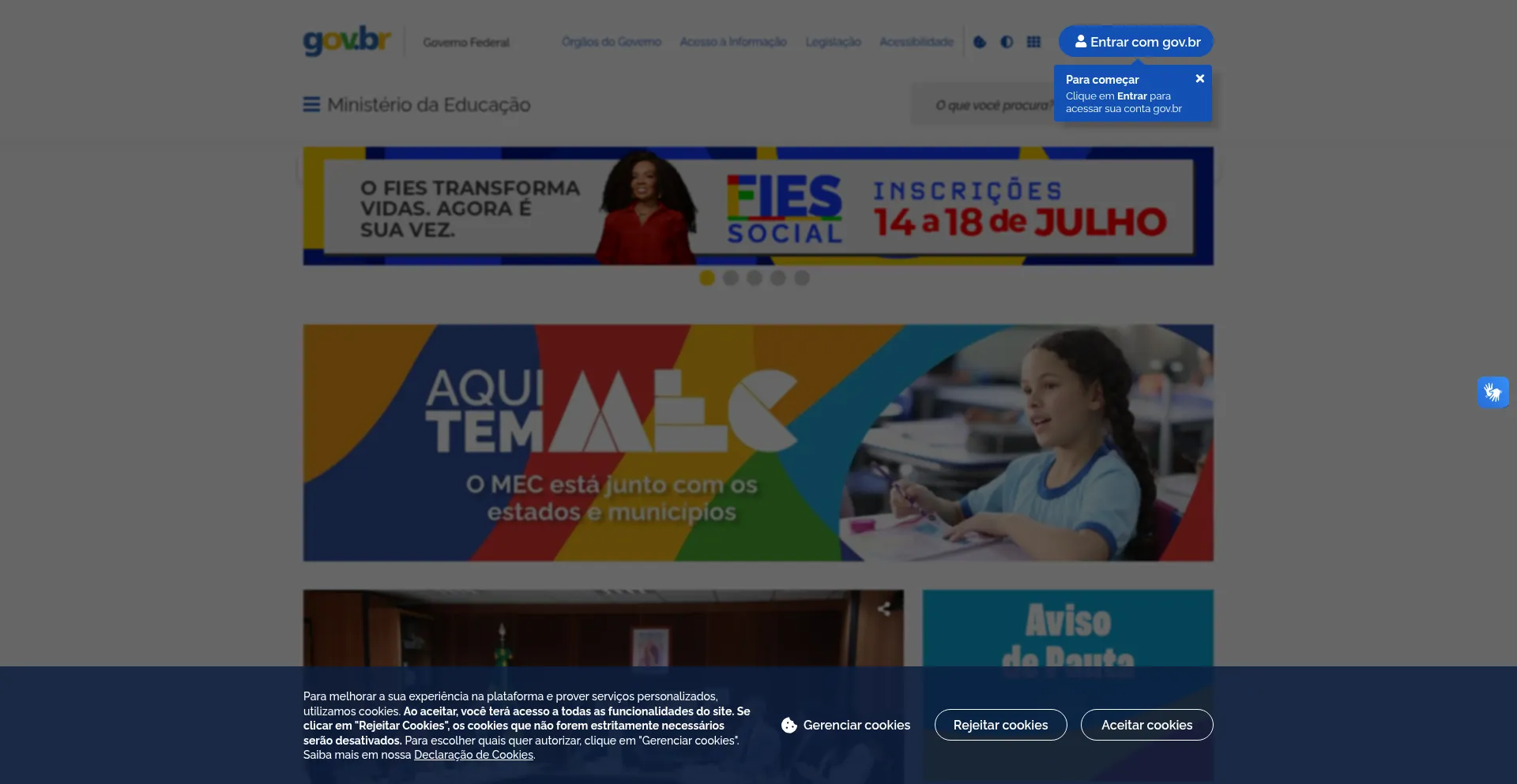 Website screenshot of Mec.gov.br