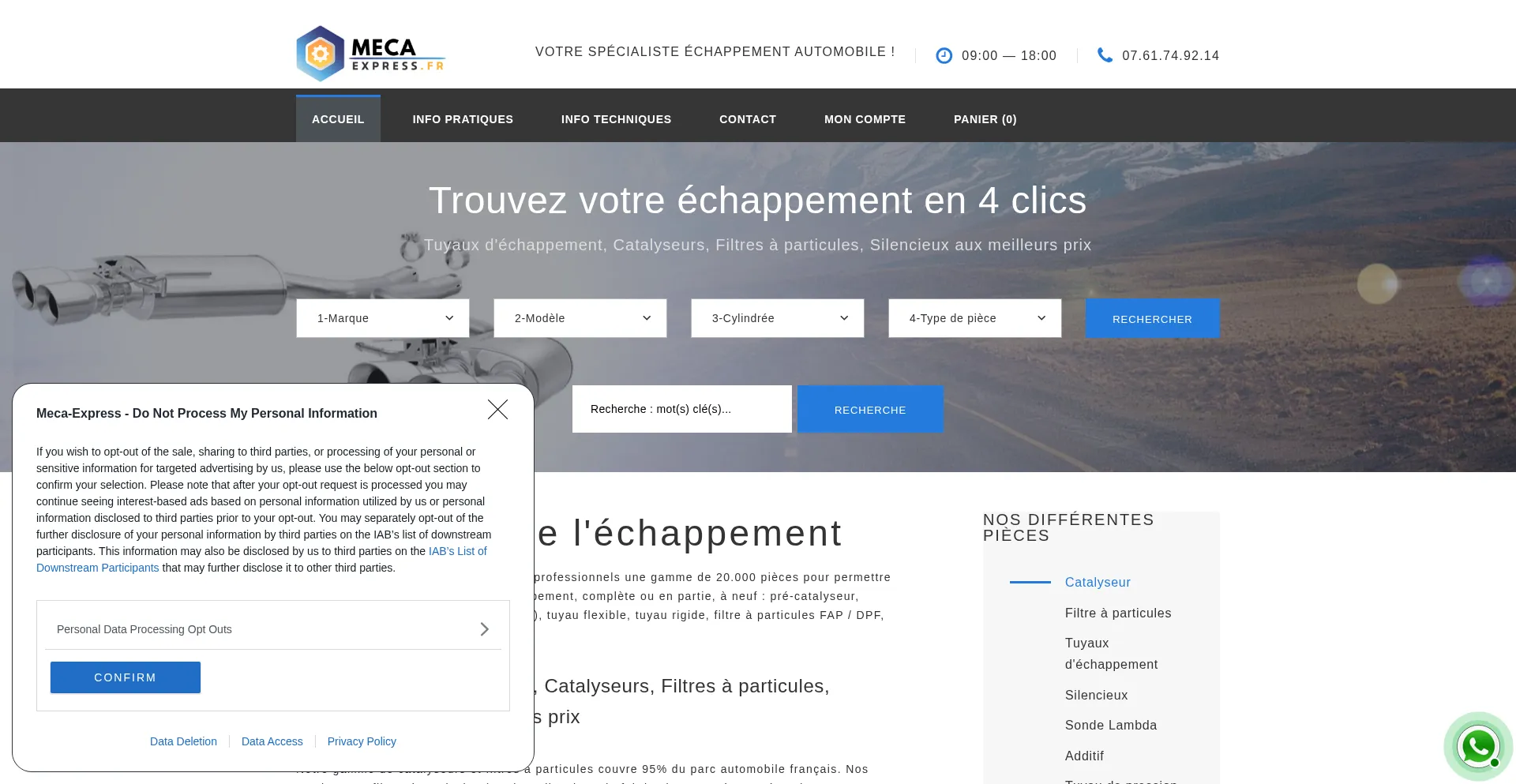 Website screenshot of Meca-express.fr