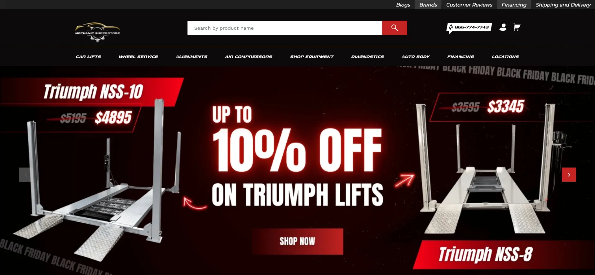 Website screenshot of Mechanicsuperstore.com