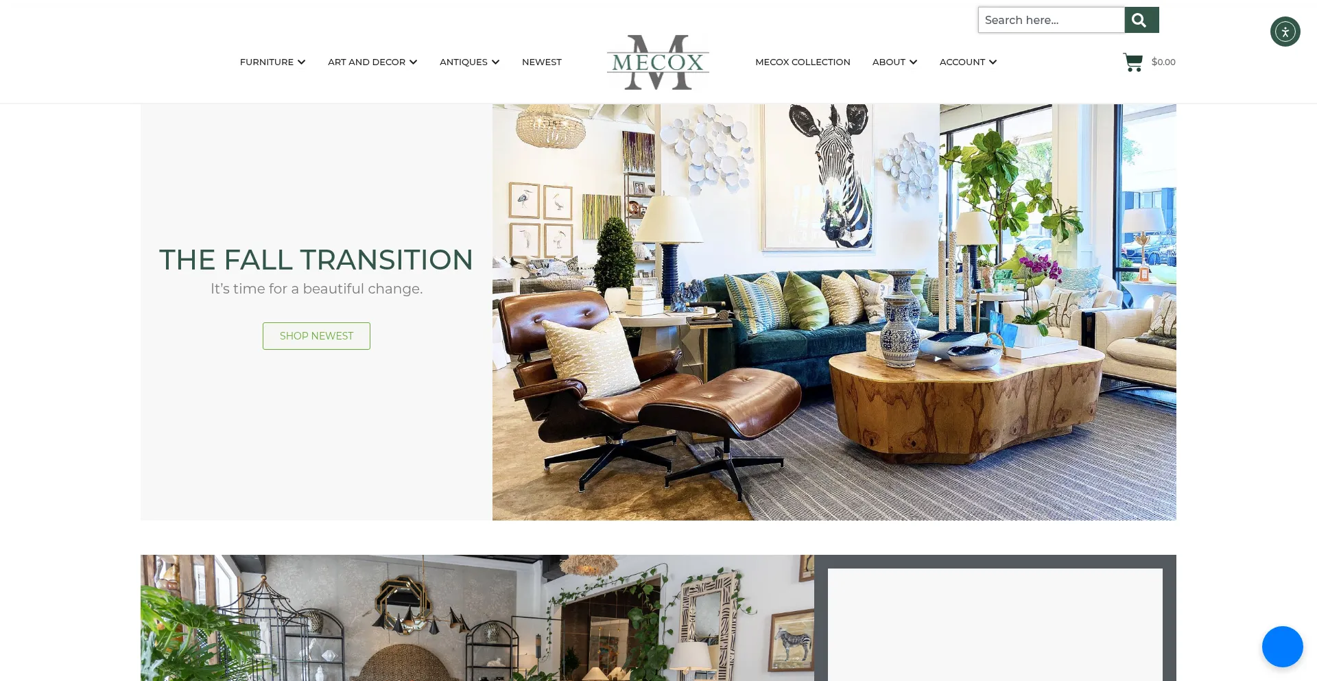 Website screenshot of Mecox.com