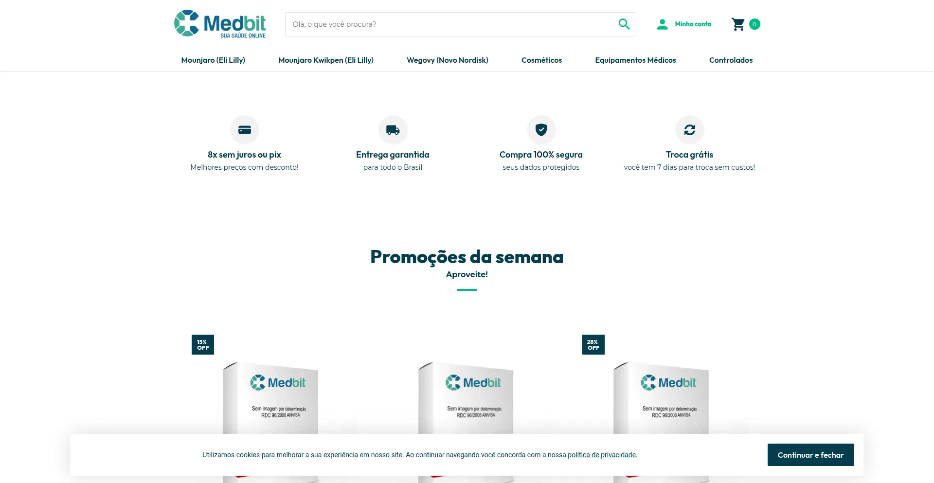 Website screenshot of Medbitdistribuidora.com.br