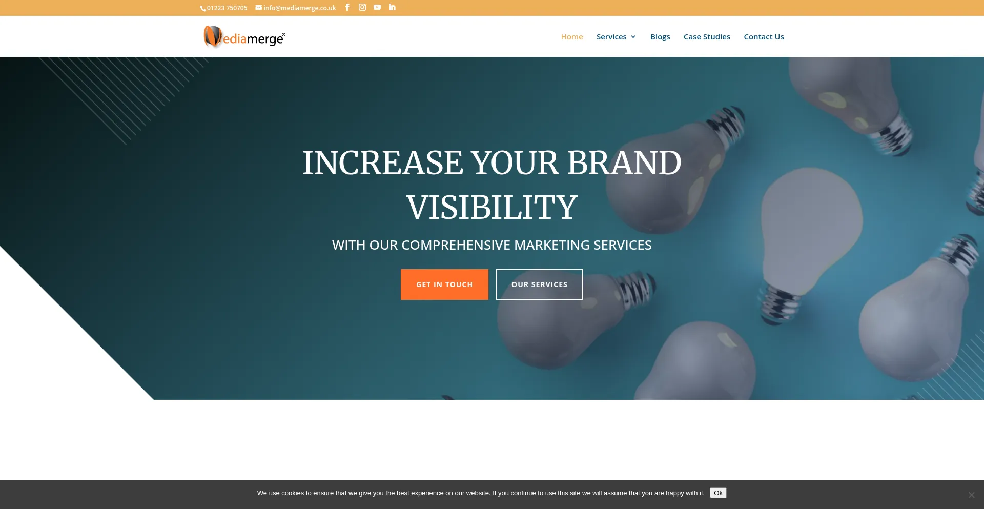 Website screenshot of Mediamerge.co.uk