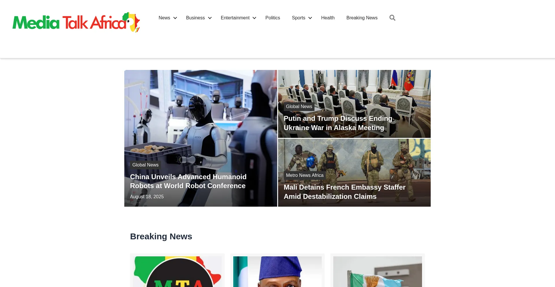 Website screenshot of Mediatalkafrica.com