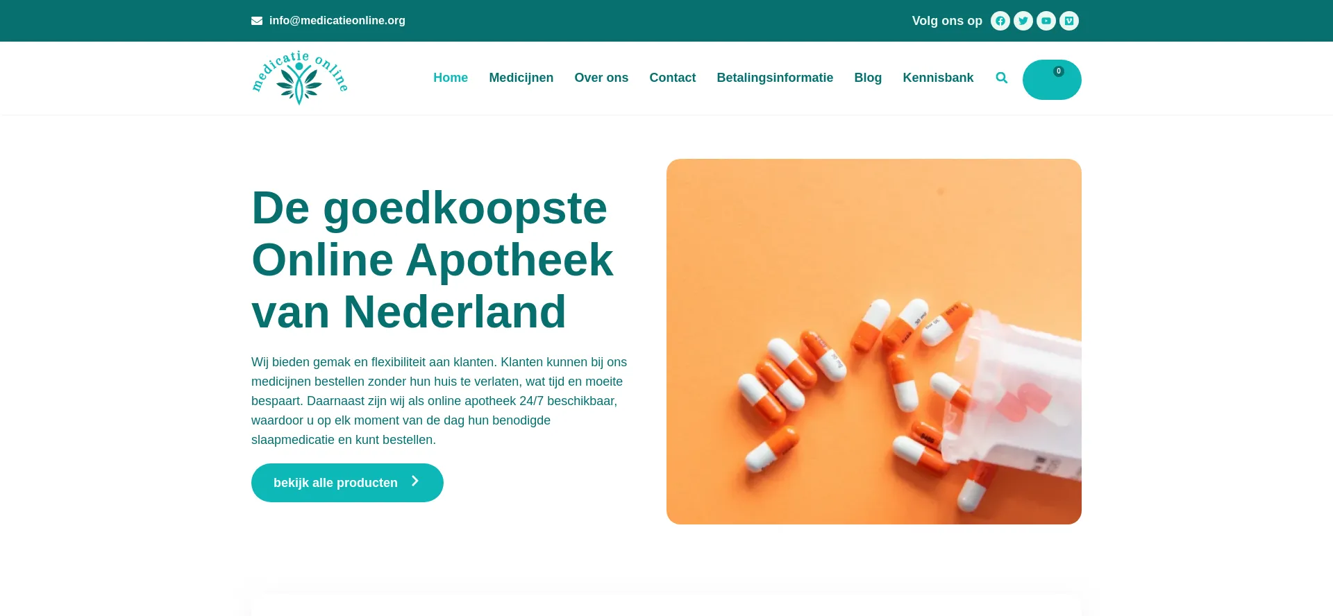Website screenshot of Medicatieonline.org