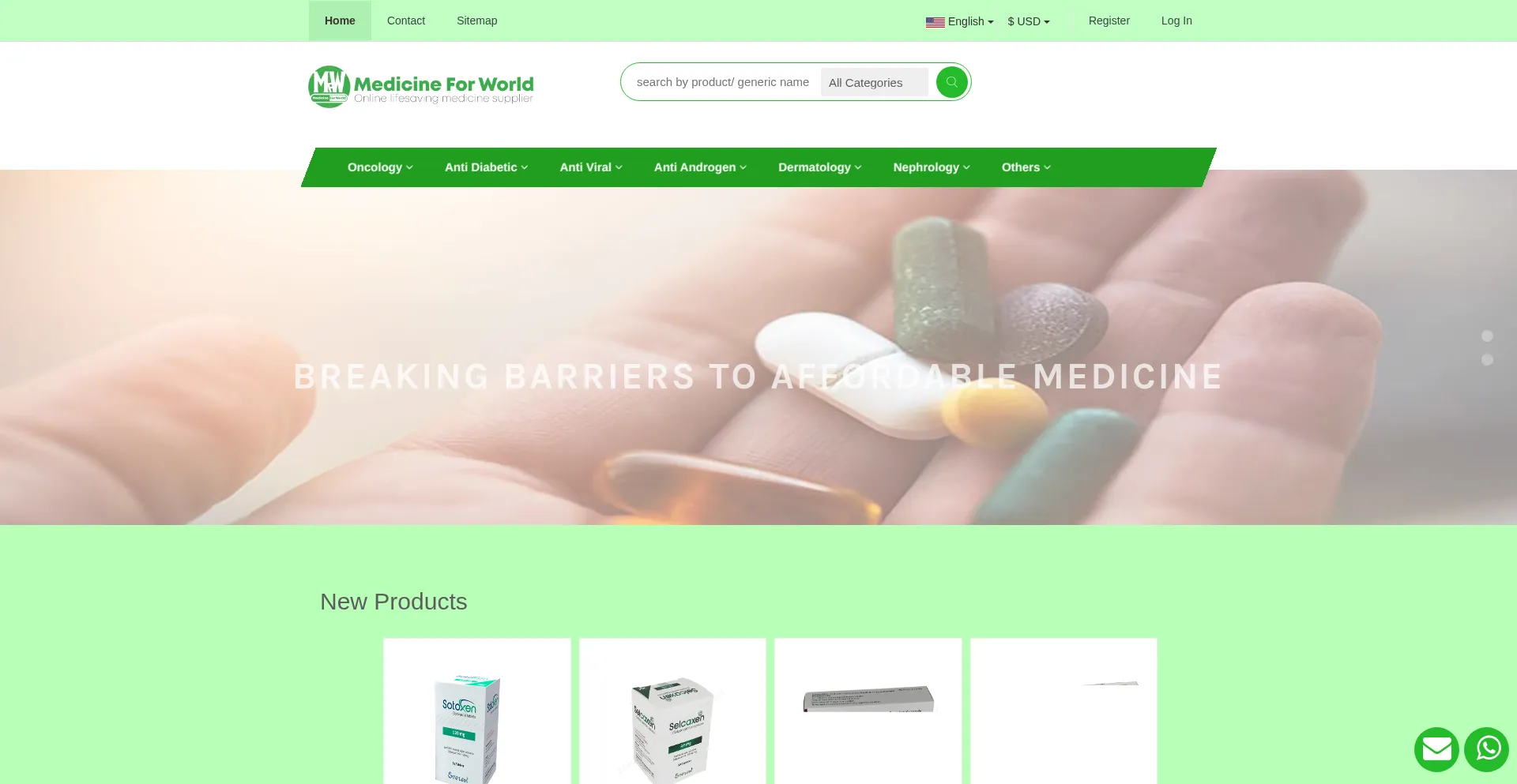 Website screenshot of Medicineforworld.com.bd