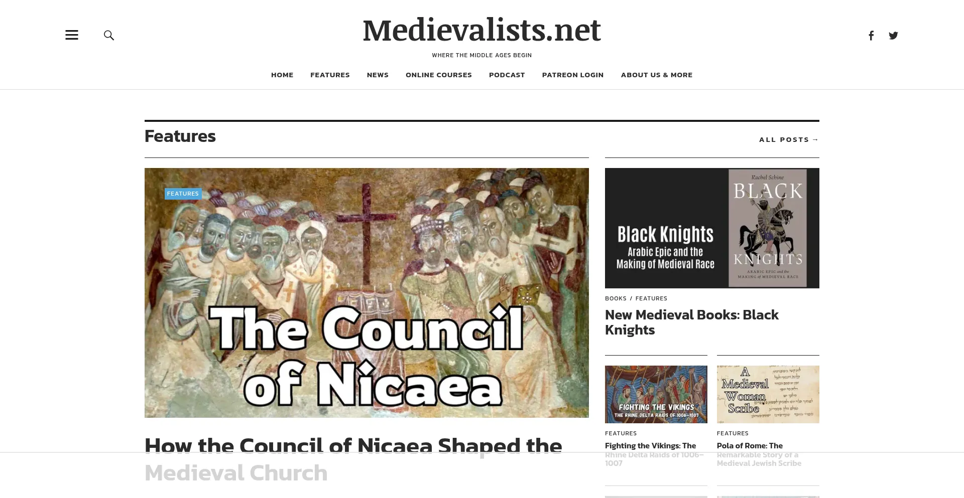 Website screenshot of Medievalists.net