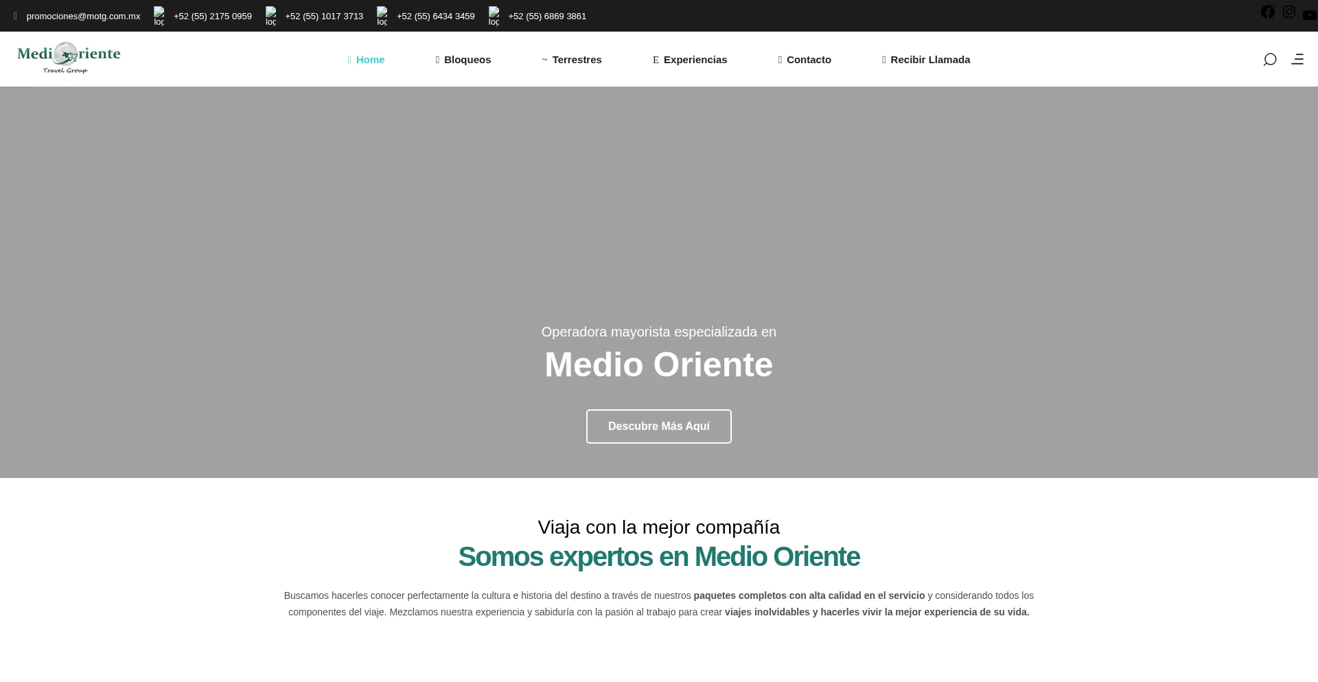 Website screenshot of Medioorientetravelgroup.com