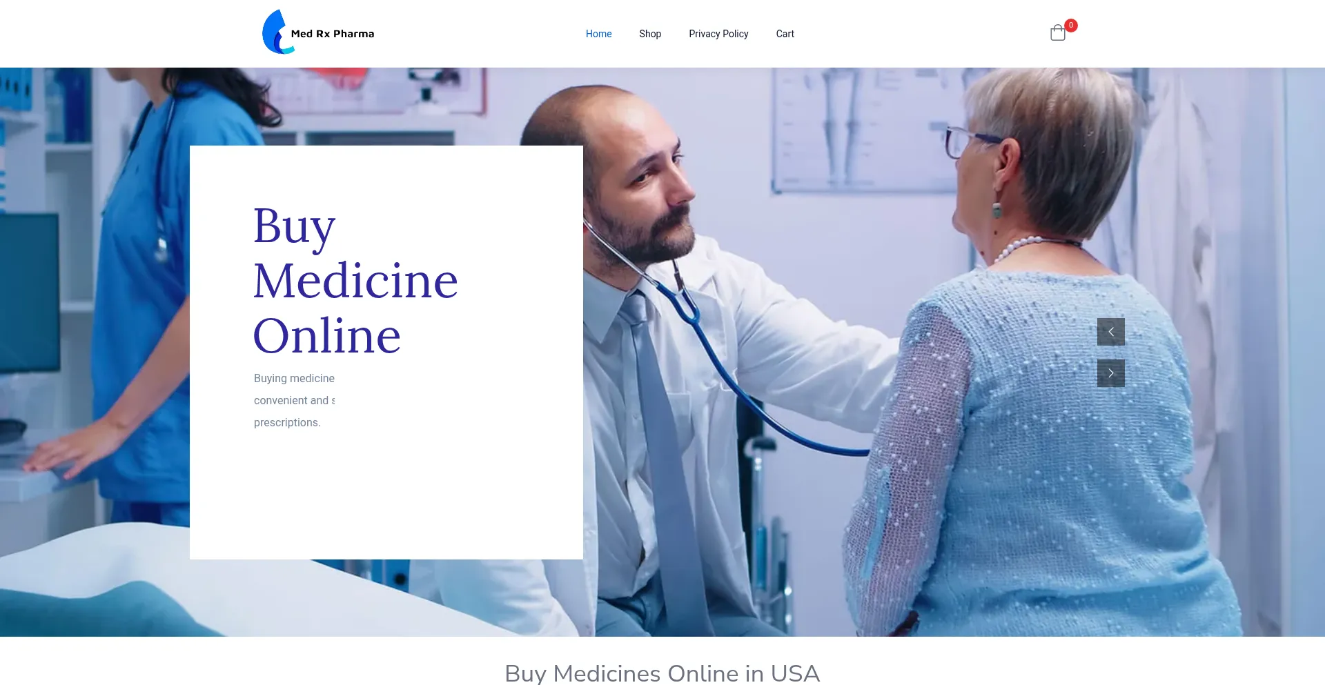 Website screenshot of Medrxpharma.com