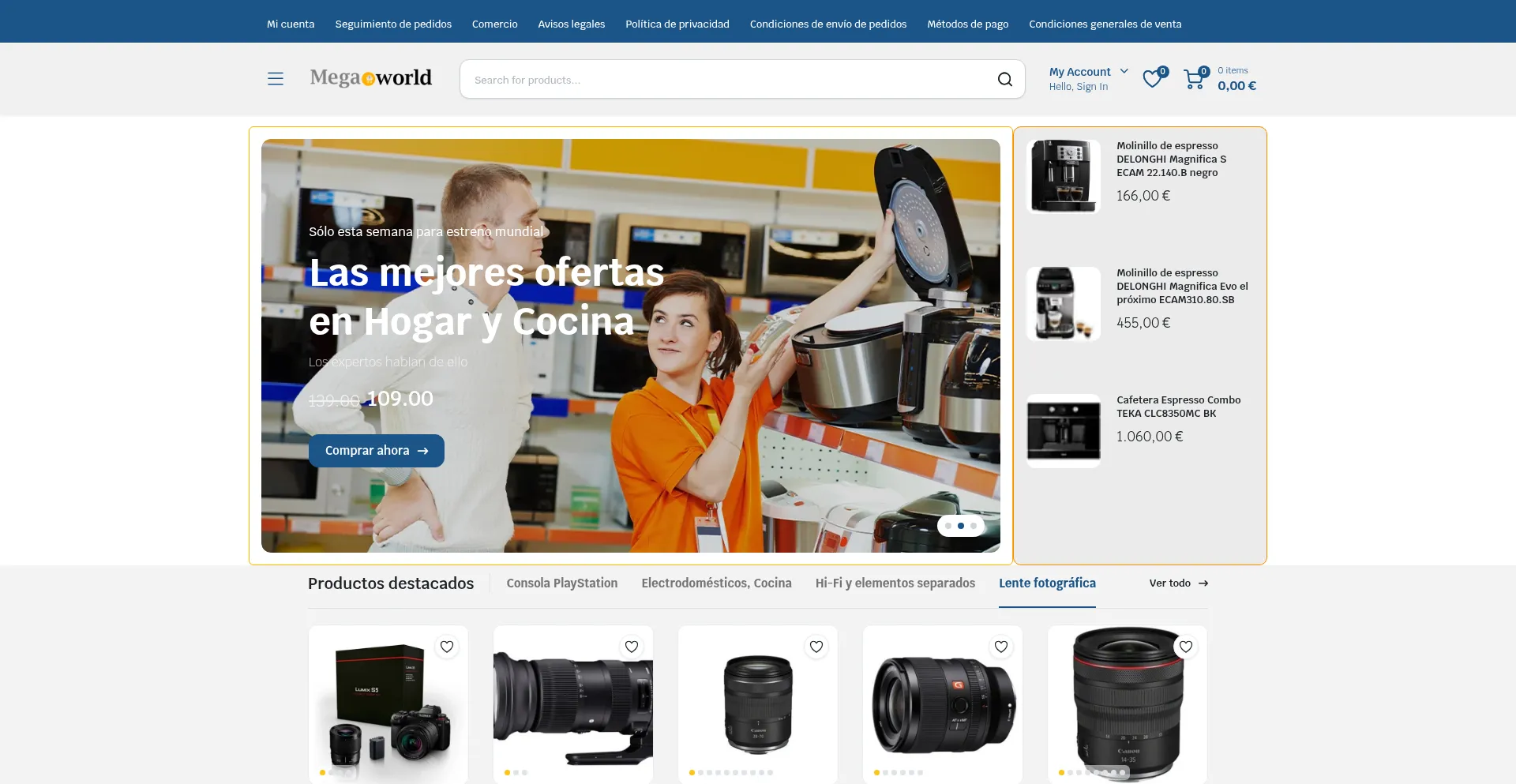Website screenshot of Megaworld.es