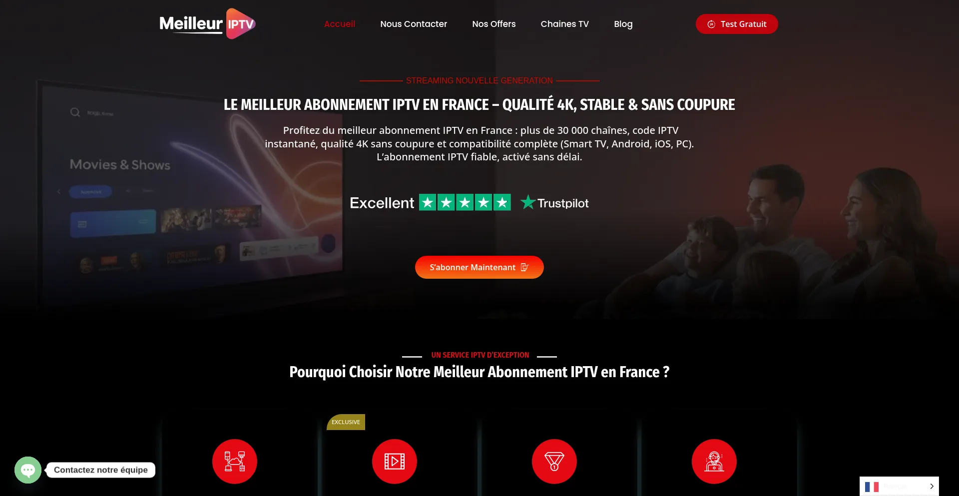 Website screenshot of Meilleurabonnement-iptv.com