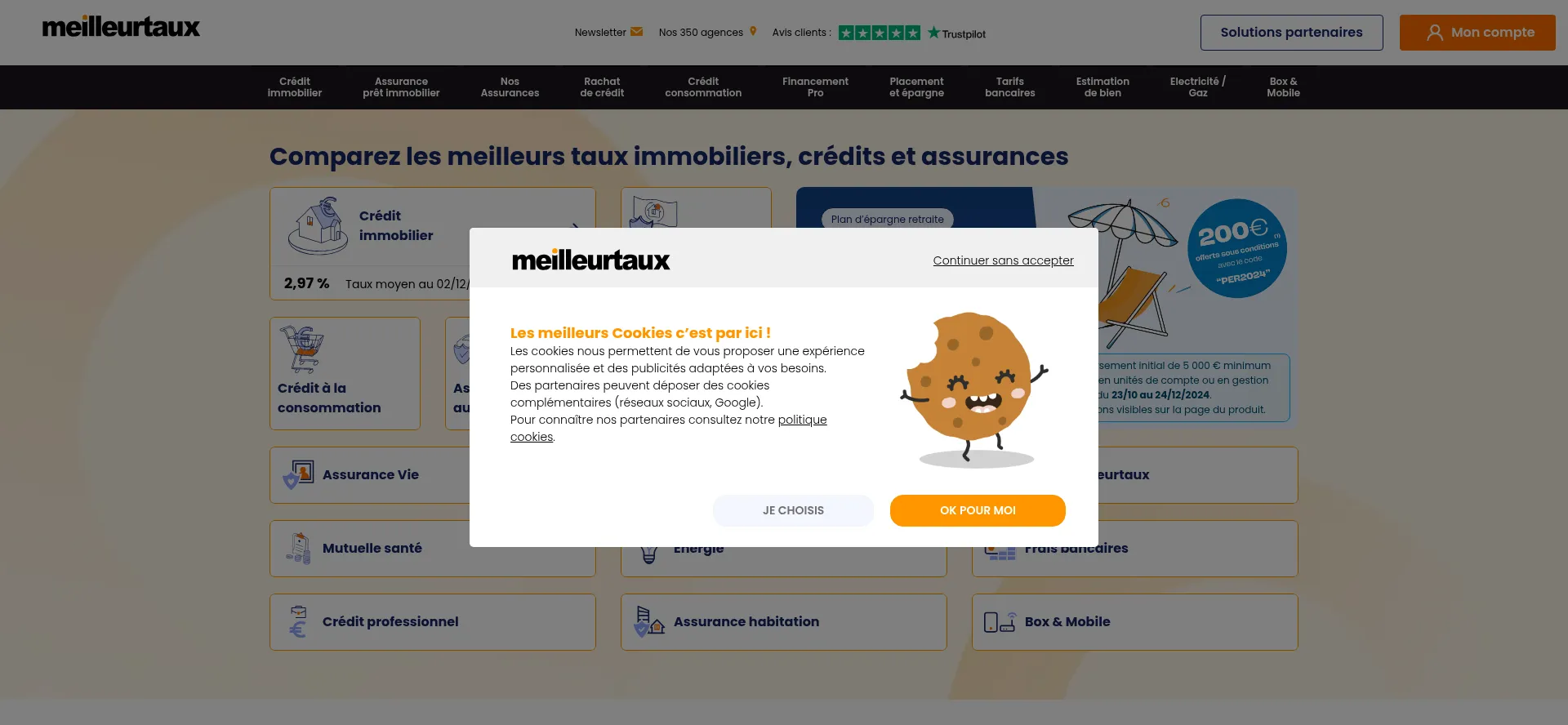 Website screenshot of Meilleurtaux.com