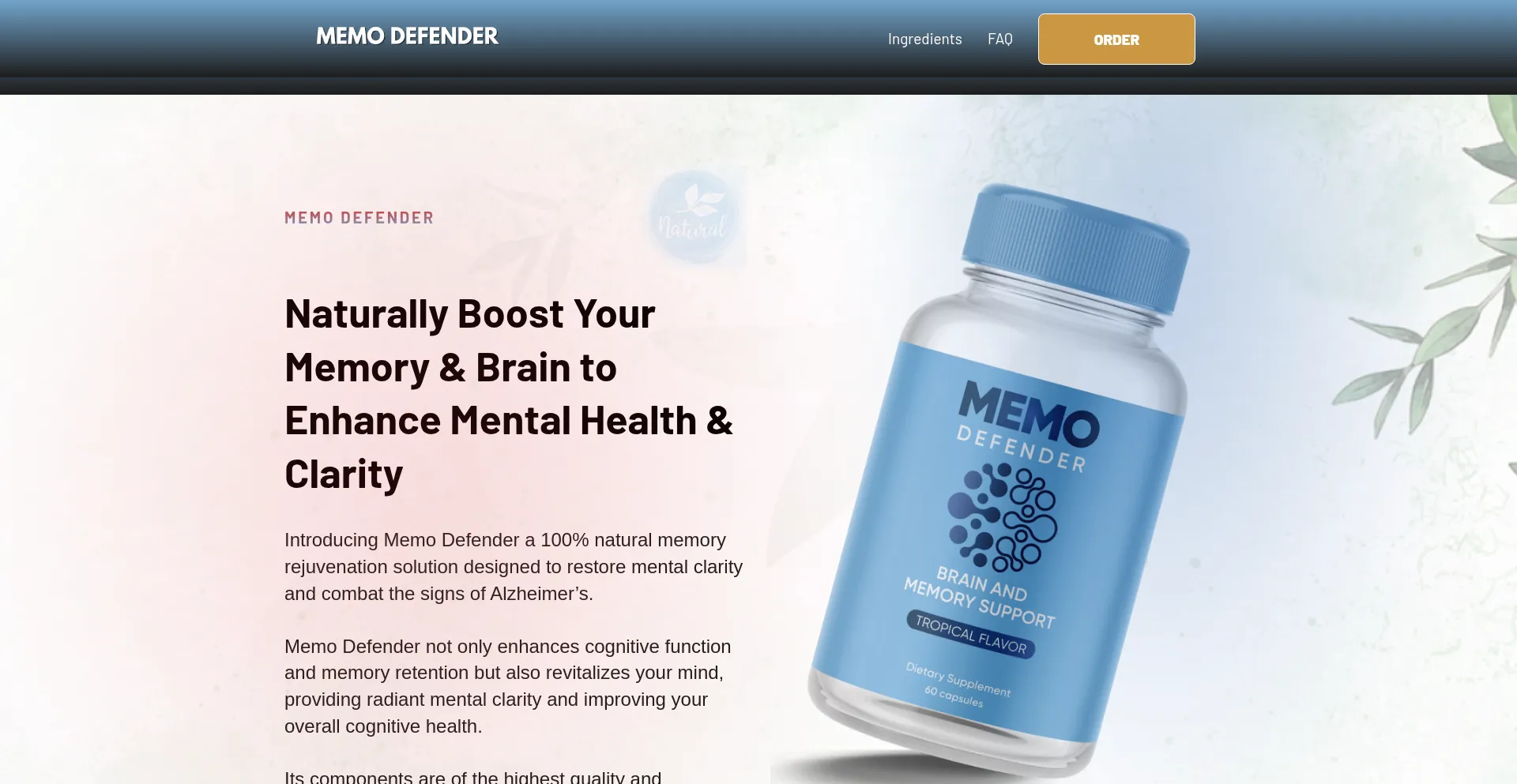 Website screenshot of Memodefender.net